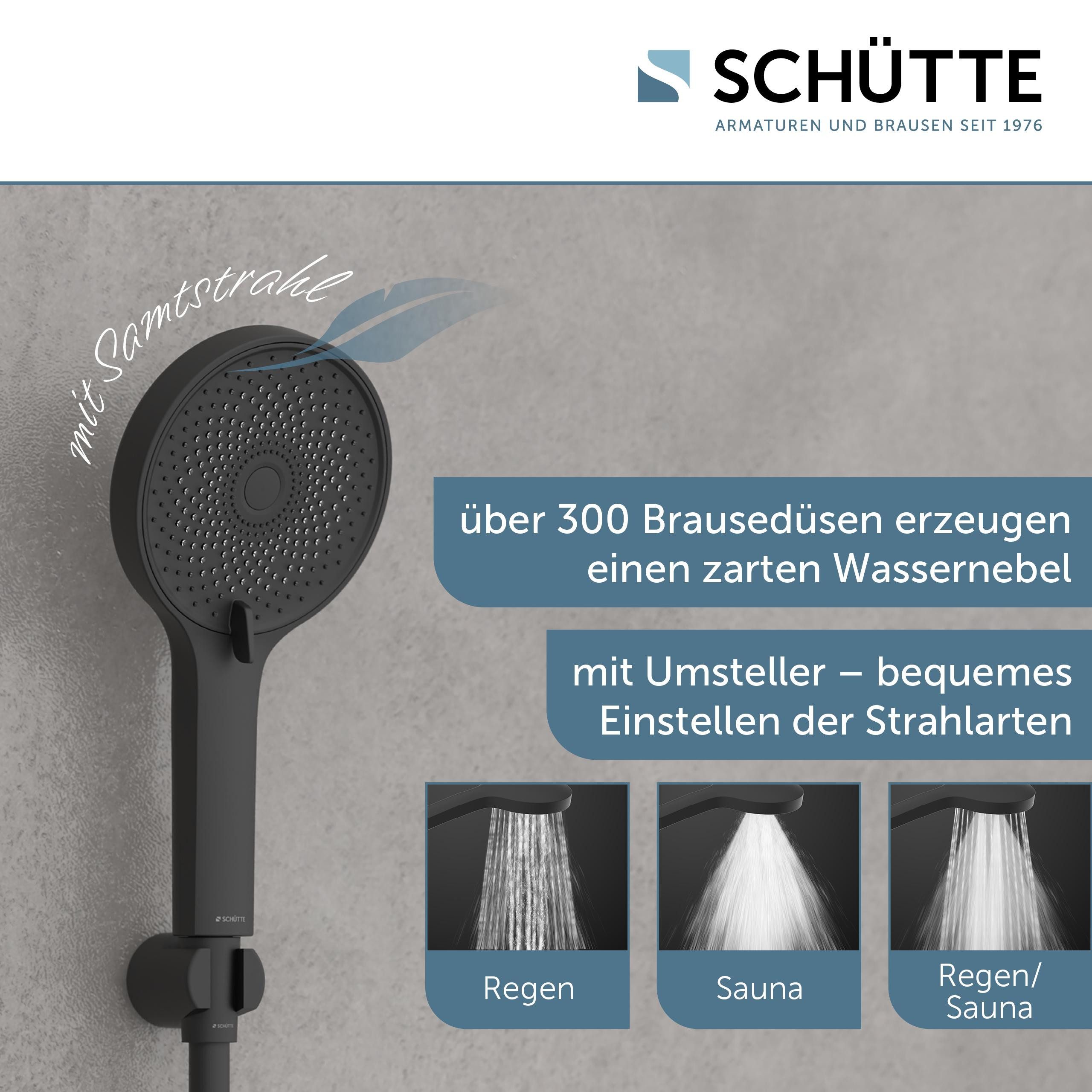 Schütte Handbrause RAVEN, (Set), 3-fach verstellbar, Antikalk, wassersparend
