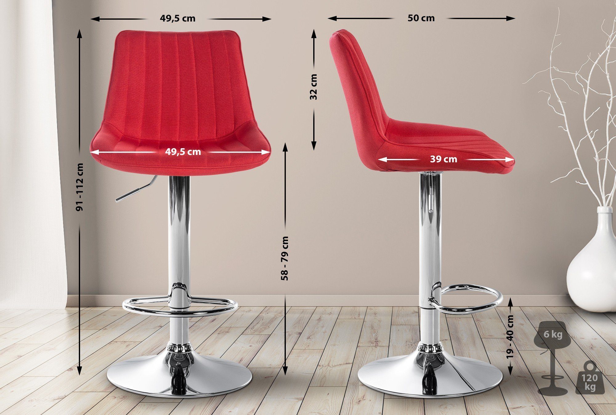CLP Barhocker Toni Stoff (2er Set, günstig online kaufen
