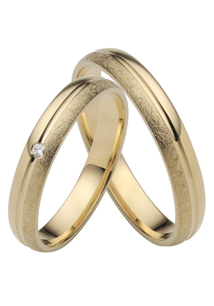 Firetti Trauring Schmuck Geschenk Gold 750 Hochzeit Ehering "LIEBE", Made in Germany, wahlweise mit oder ohne Brillant