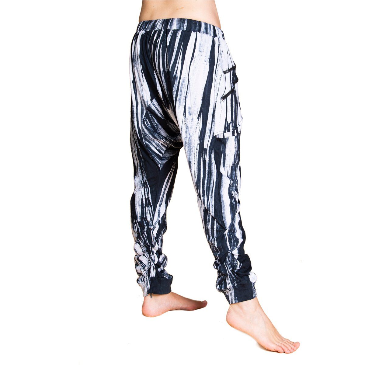 aus modische weiß Herren Batik Freizeithose Unisex festem Baggy Haremshose PANASIAM Pants und Ch03 Baumwoll-Jersey-Stoff Wellnesshose Damen bequeme für