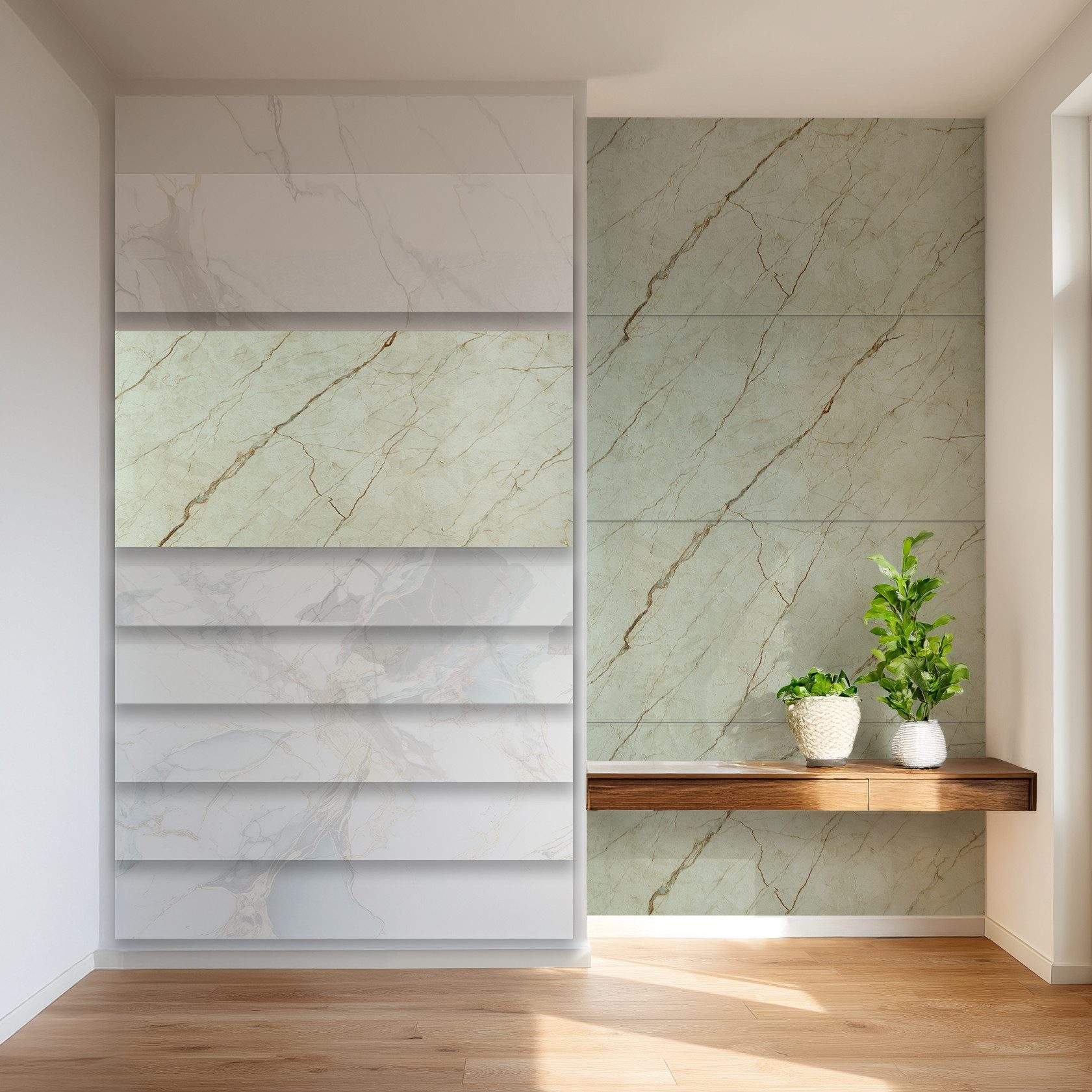Hexim Wandpaneel, (Marmoroptik 4er-Set 122×70cm SPC Kunststoff Innen & Außenbereich Granit Steinoptik - Duschrückwand Küchenrückwand ohne Bohren wasserfest beige (3,42 m² 8088) A-Serie)