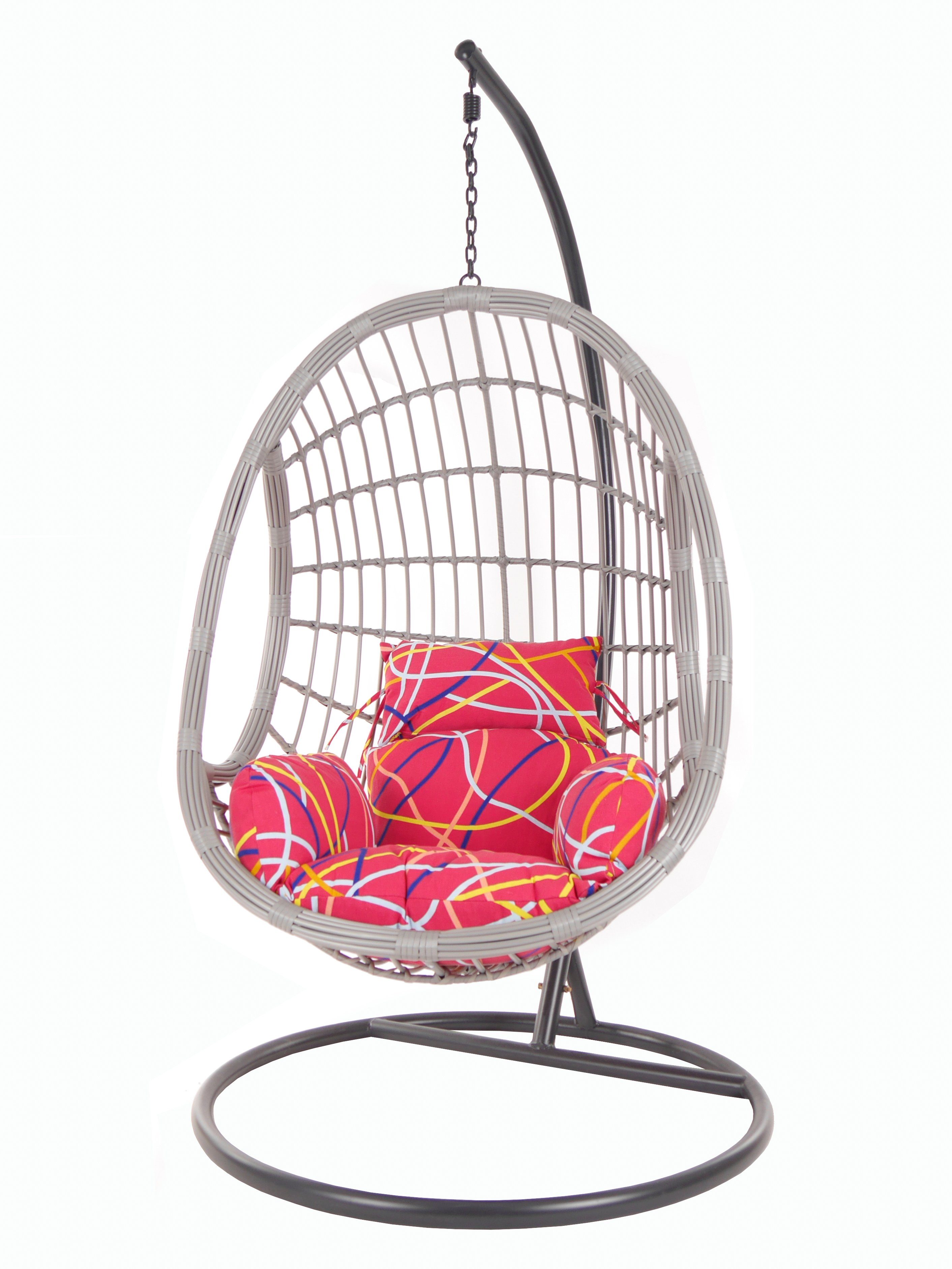 KIDEO Hängesessel PALMANOVA Kissen abstract) und Loungemöbel, Swing Hängesessel Gestell be (3021 lightgrey, gemustert Chair, mit