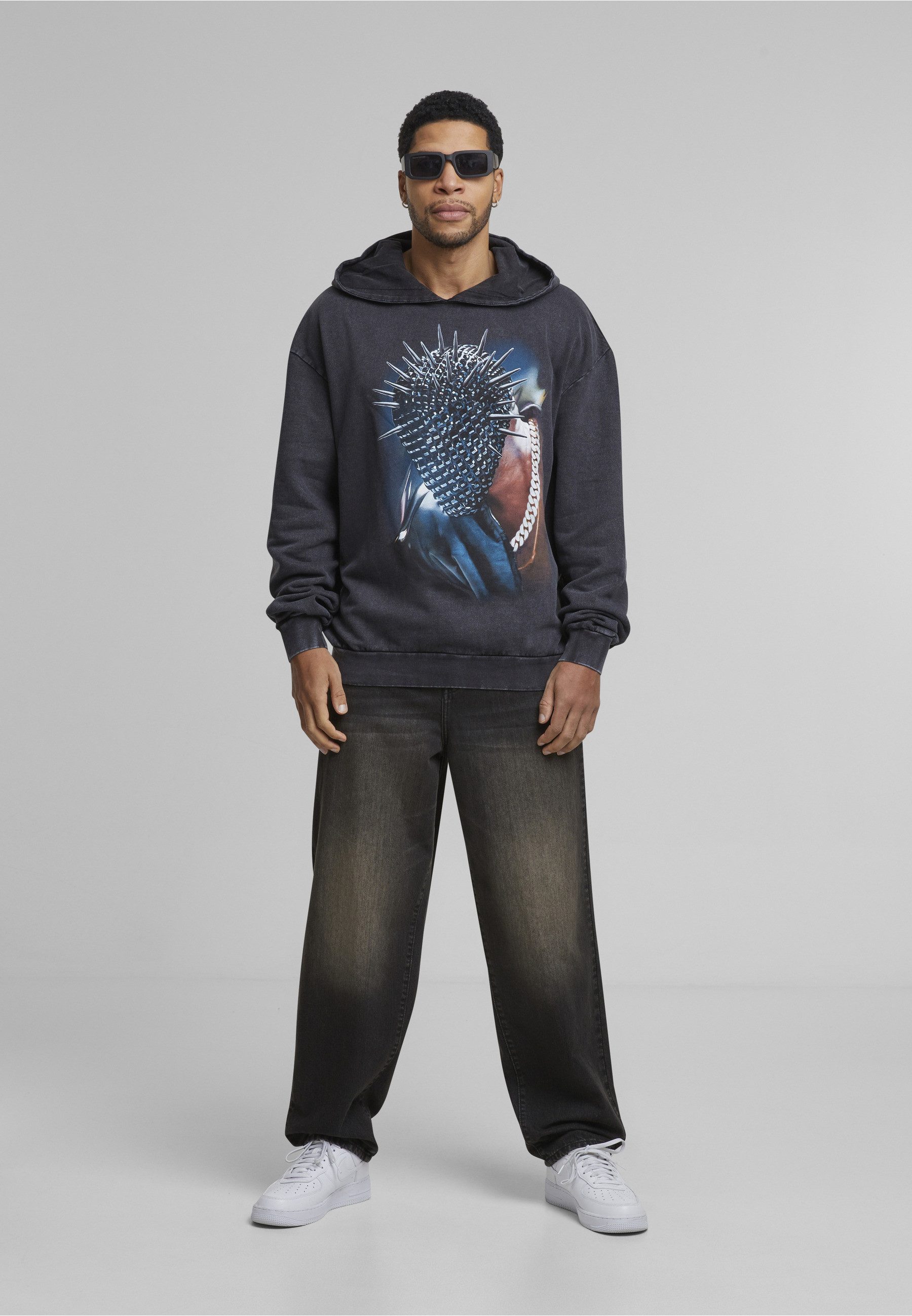 Upscale by Mister Tee Rundhalspullover Upscale by Mister Tee Thorned Mask Oversize Hoody (1-tlg)