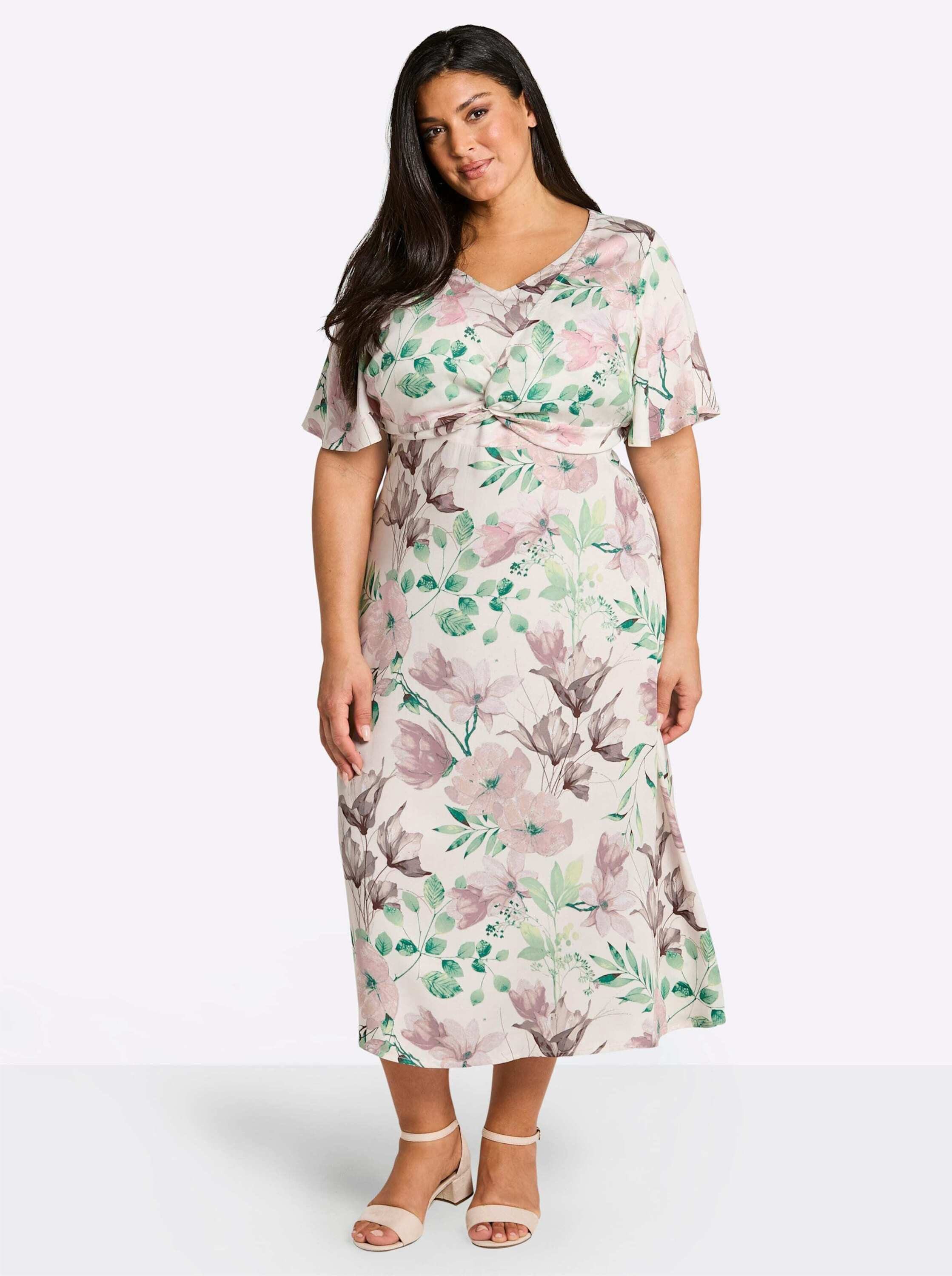 Sheego Etuikleid Kleid Kurzarm
