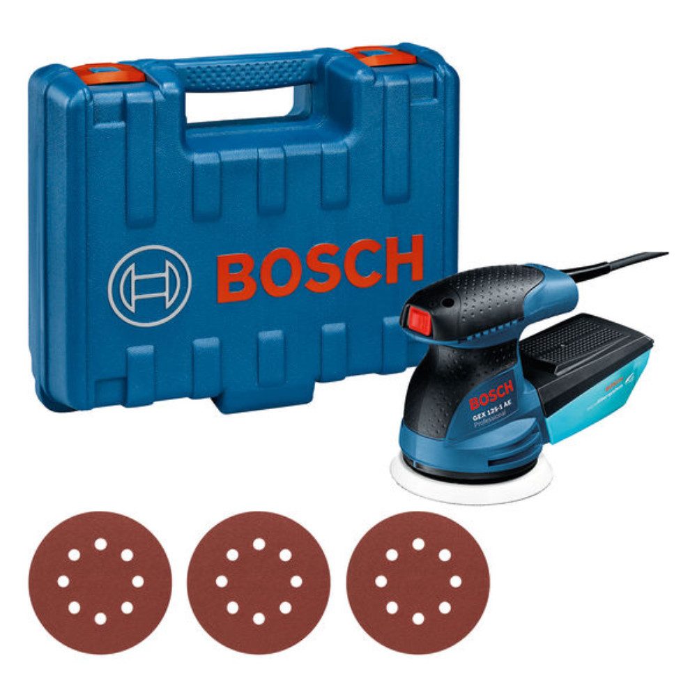 Akku-Exzenterschleifer Exzenterschleifer Bosch GEX 125 1 AE 601387504 Microfilter Box, 3x Sch