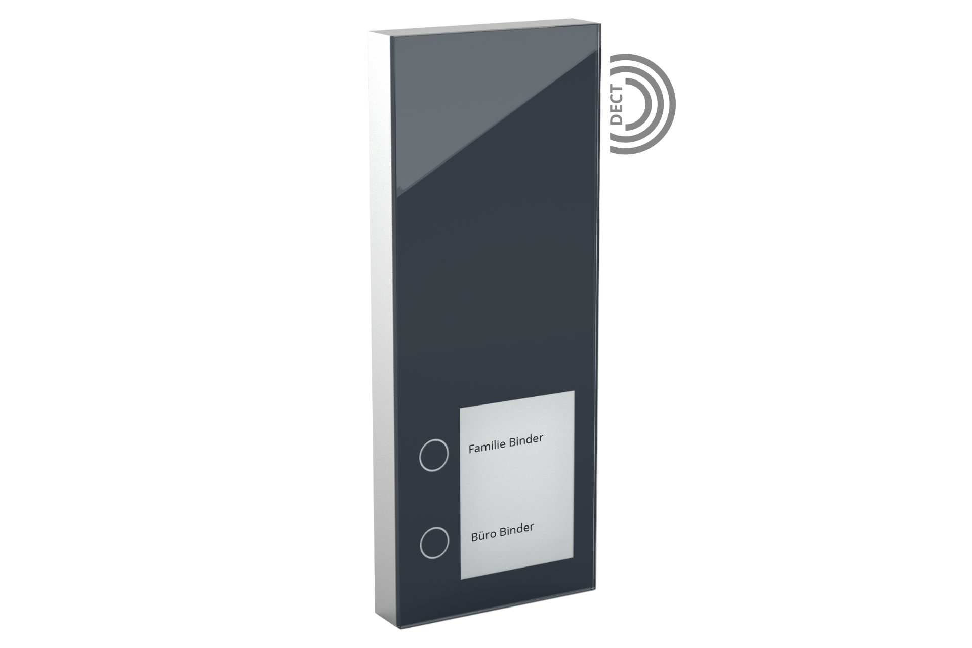 DoorLine Slim DECT Smart Home Türklingel (per Knopfdrück mit der AVM FRITZ!Box zur Tür-Sprechanlage gekoppelt) Anthrazit | Türklingeln