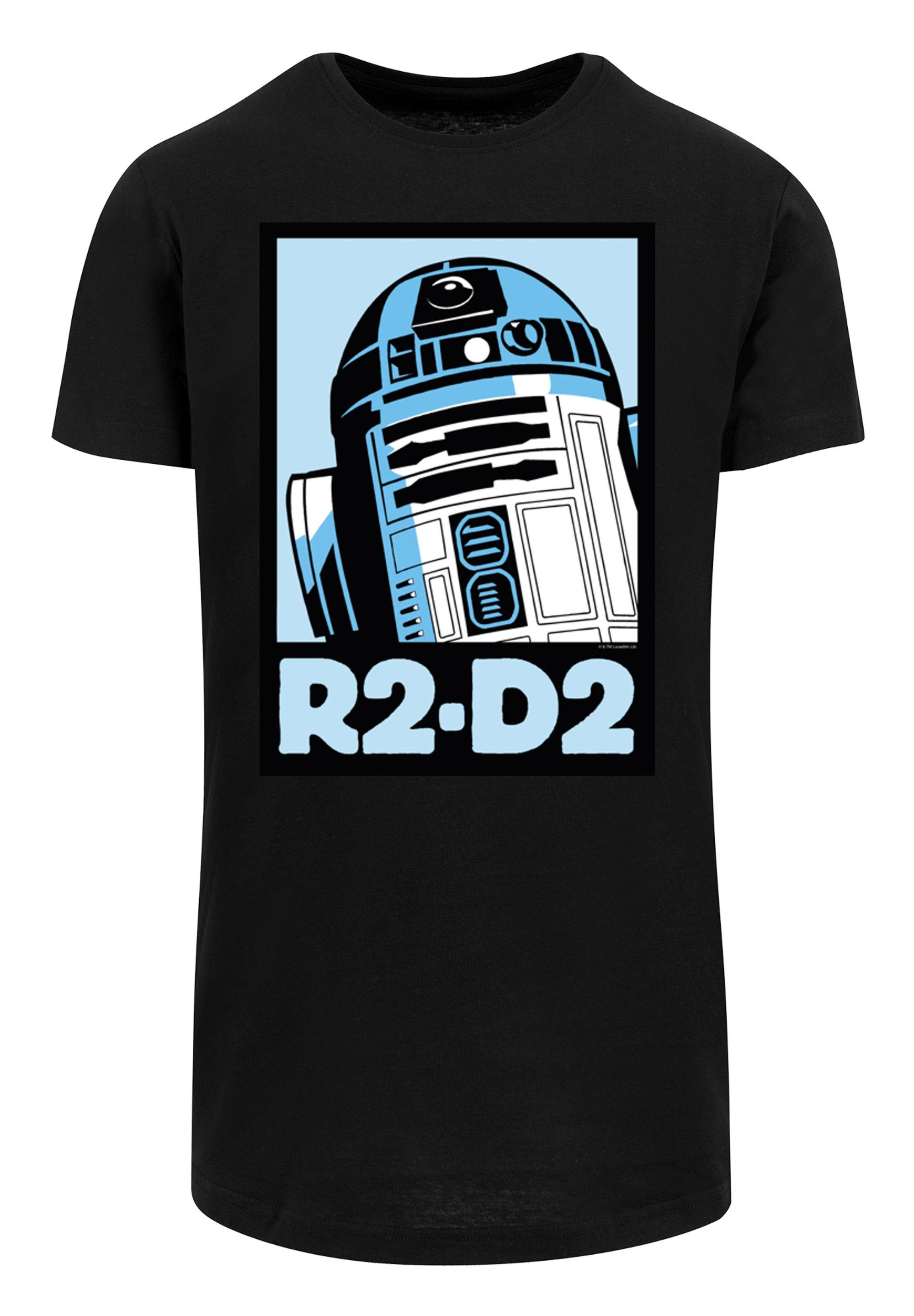 F4NT4STIC Kurzarmshirt Herren Star Wars R2-D2 Poster with Shaped Long Tee (1-tlg)