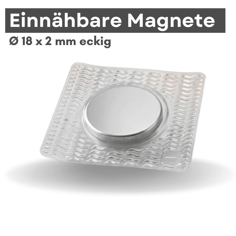 MaajeeKuto Magnet Einnäh-Magnet 18x2mm PVC eckig 35x35mm – 1,9 kg (10-St)