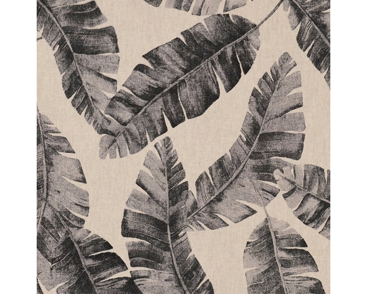 Thumbnail - SCHÖNER LEBEN. Stoff Dekostoff Leinenlook Safari Leaves Palmenblätter natur grau 1,40m