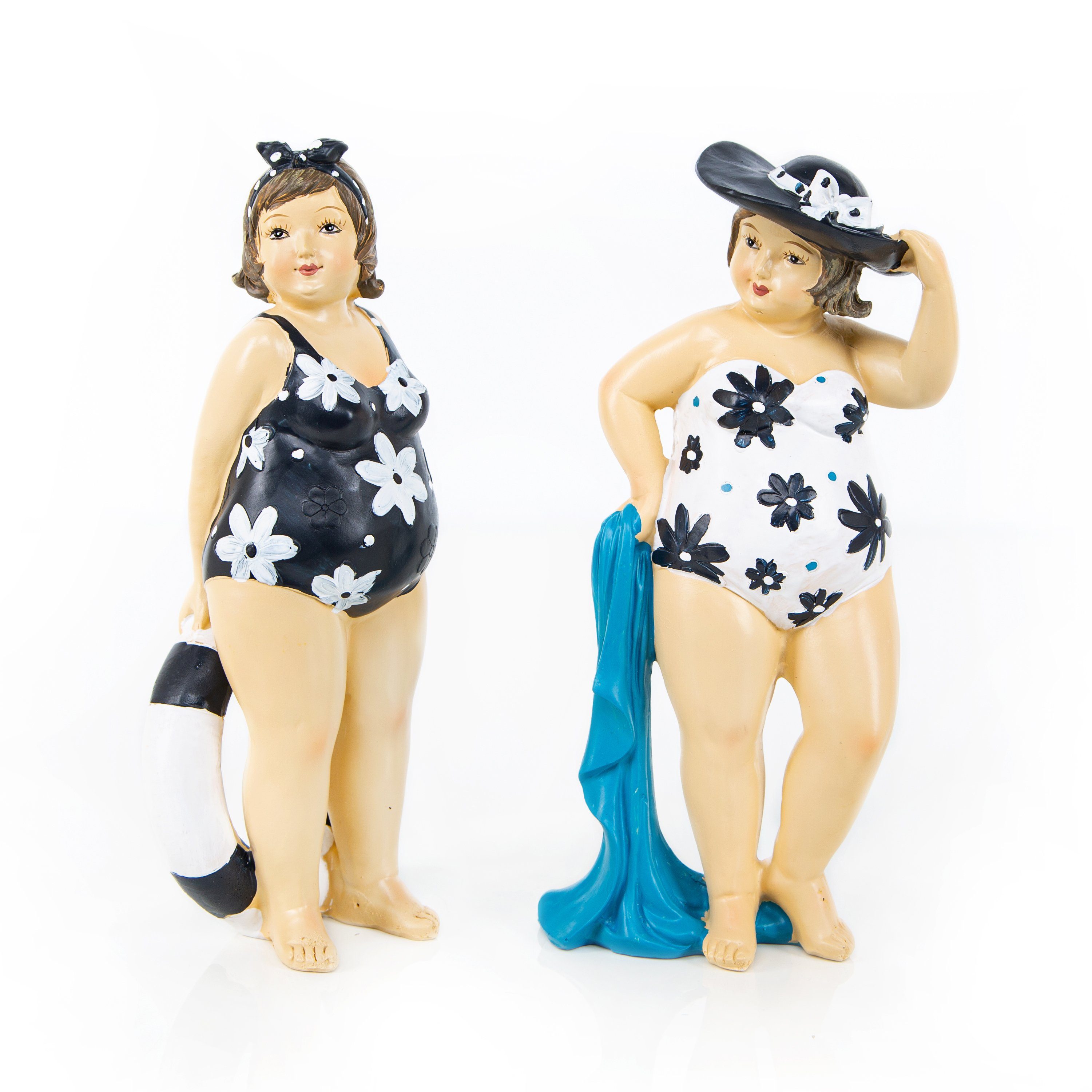 Dekofigur 2 Frauen Rubensfrau in Badekleidung maritim 20 cm