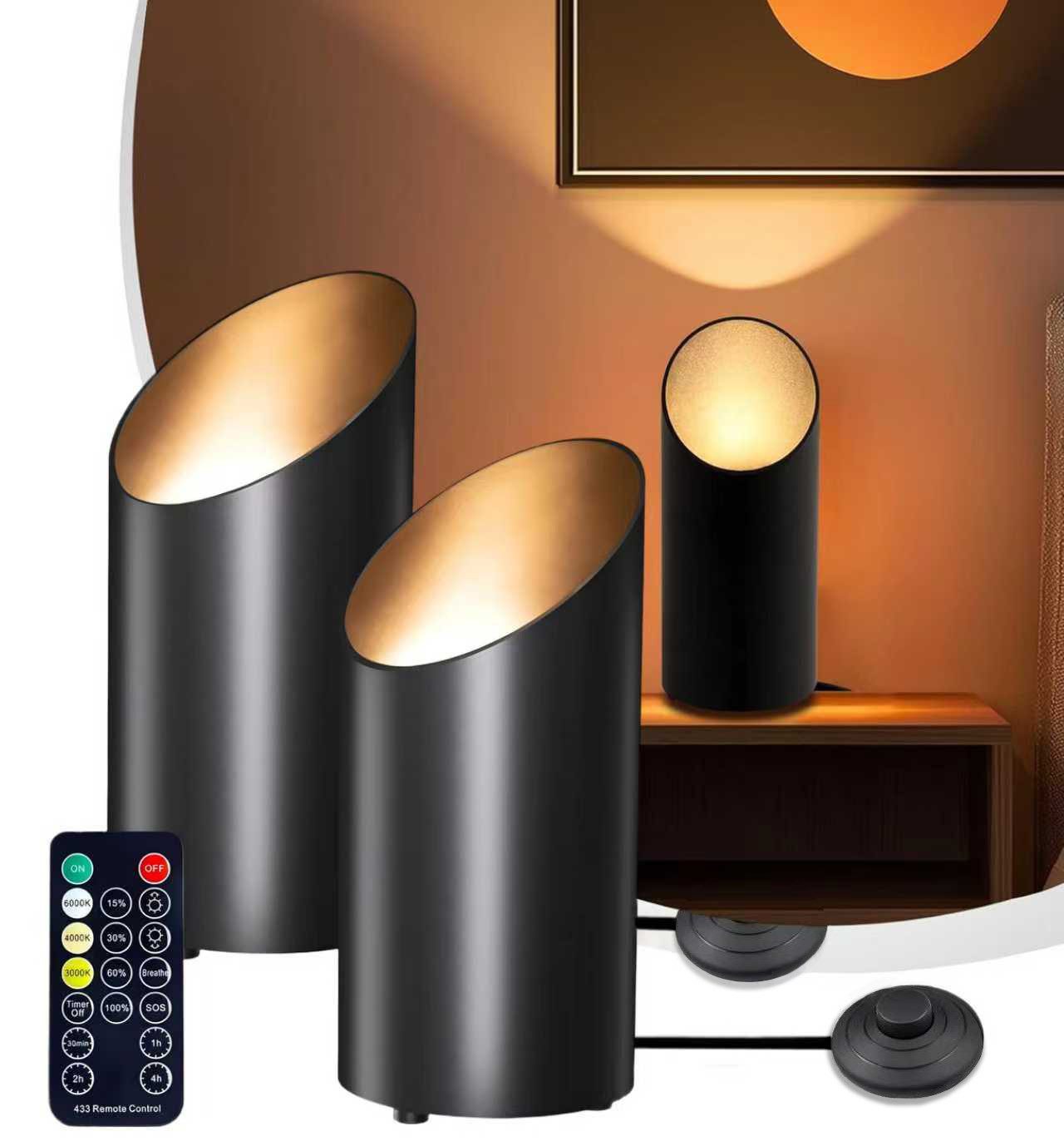 Xruiy LED Dekolicht kabellos mit integriertem Akku & USB-C-Aufladung, 3 Farbtemperaturen, (3000k/4000k/6000k),dimmbar per Fernbedienung und Touchsteuerung, LED fest integriert, modernes Aluminium Design, energiesparend für Wohnzimmer & Wanddeko