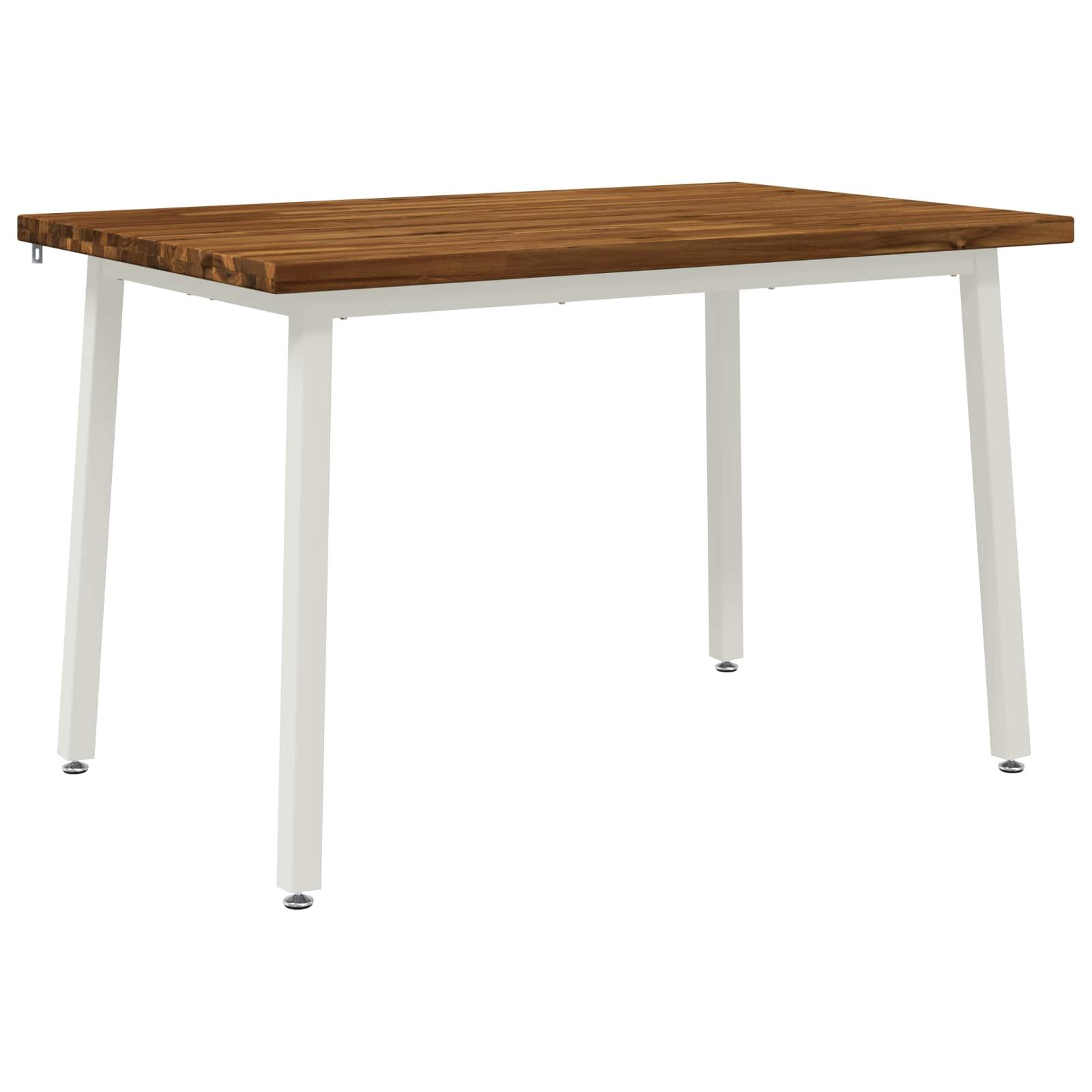 vidaXL Esstisch 120 x 70 x 75 cm Massivholz Natürlich und Weiß (1-St)