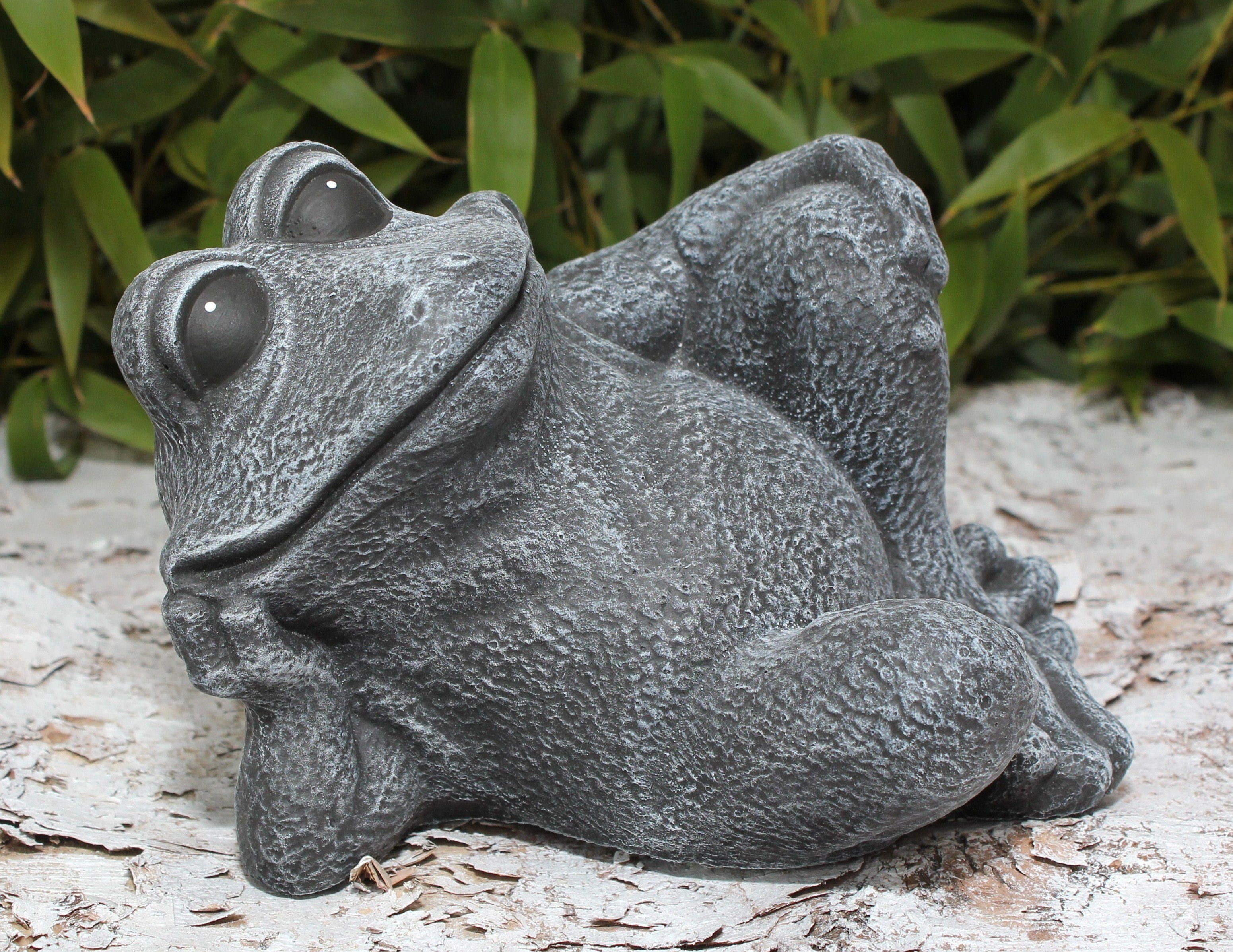 Tiefes Kunsthandwerk Tierfigur Steinfigur Frosch - Haus als winterfest, sitzend in Germany für Garten, Made und frostsicher, Dekofigur