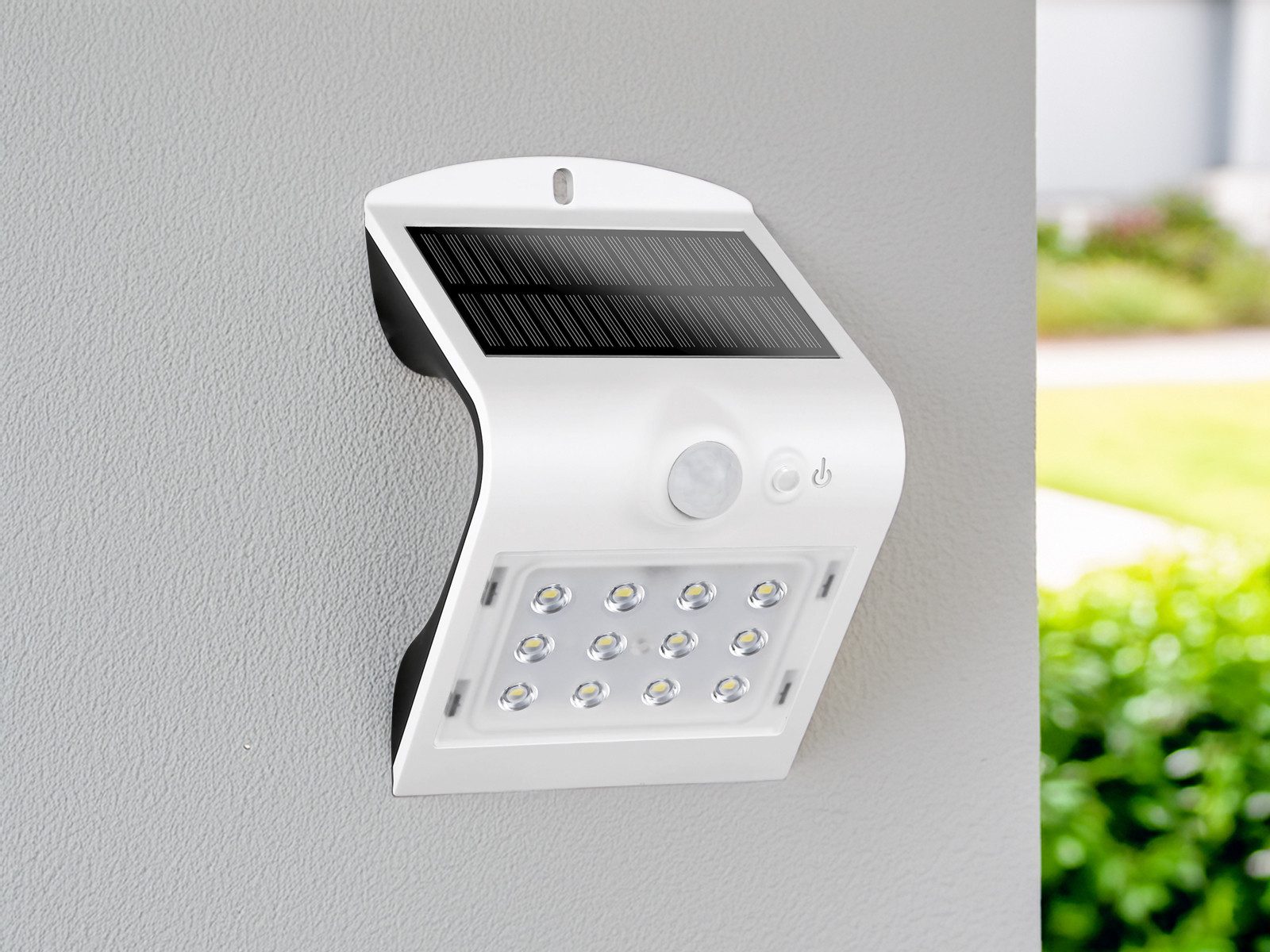 REV Außen-Wandleuchte, Bewegungsmelder, LED fest integriert, Neutralweiß, Solarleuchte mit Bewegungsmelder, Solarlicht Hauswand IP65, H: 14,5cm