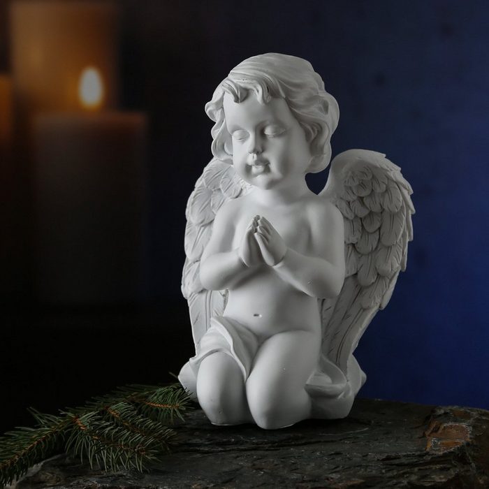 MARELIDA Engelfigur Engel kniend und betend - weiss - 22 x 15 x 10 5cm