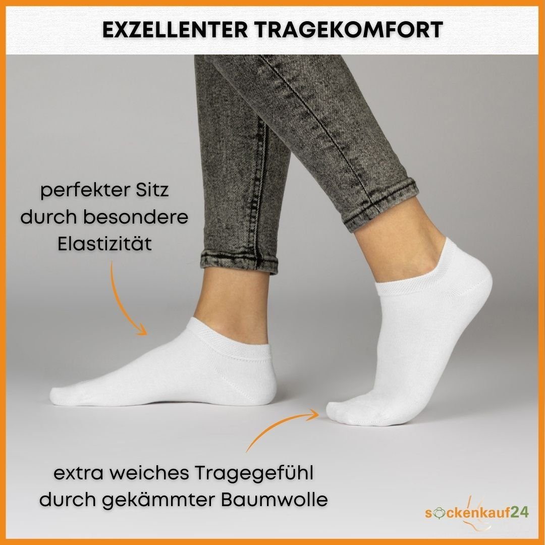 & Socken ohne Baumwolle Paar drückende sockenkauf24 39-42) Sneaker WP (Exclusive Premium Sneakersocken 10 70102T Line) (Weiß, - gekämmter Naht Damen Herren aus