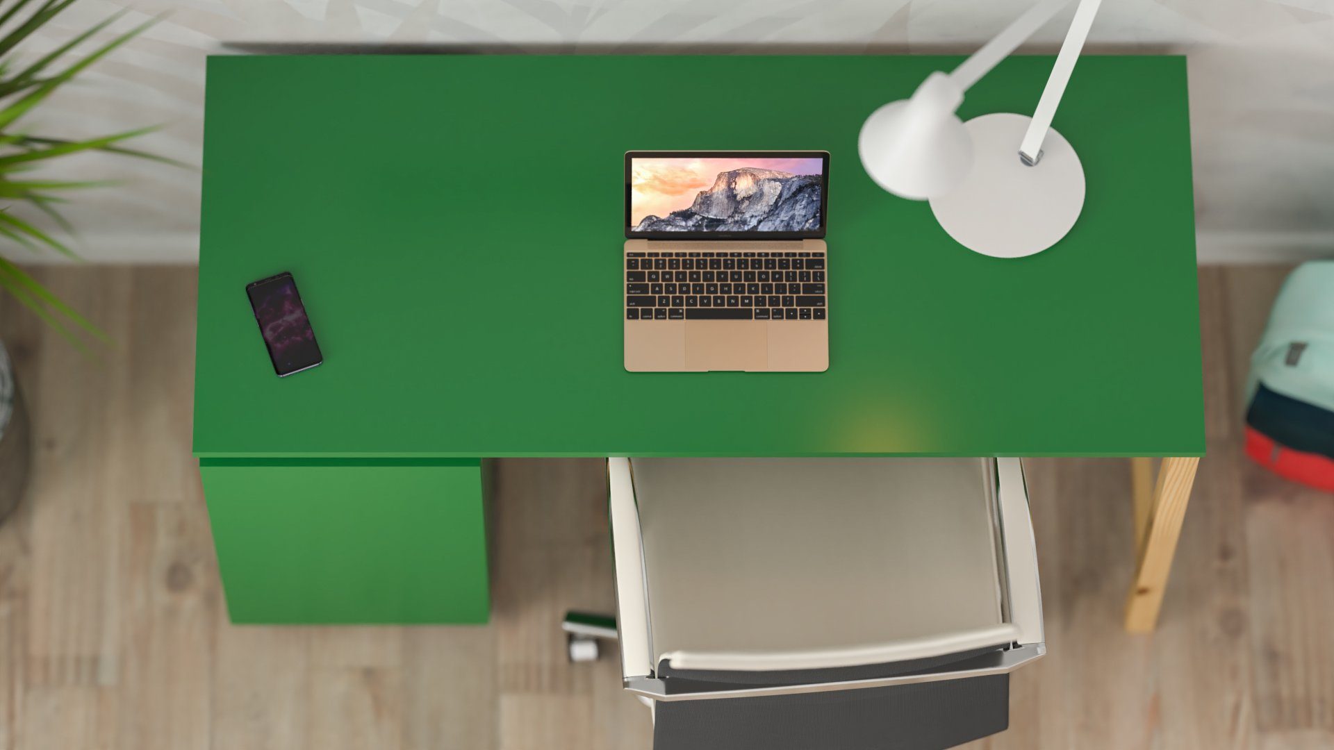 Siblo Schreibtisch Schreibtisch Schrank mit Liam Schrank) Grün Liam mit (Kinderschreibtisch