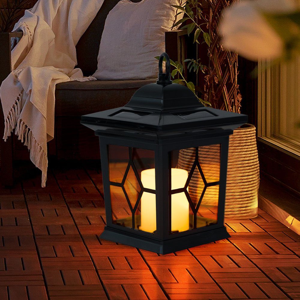 GLOBO LIGHTING LED Solarleuchte, LED Solar Garten Laterne Steck Leuchte Feuer Flacker Effekt Außen Deko