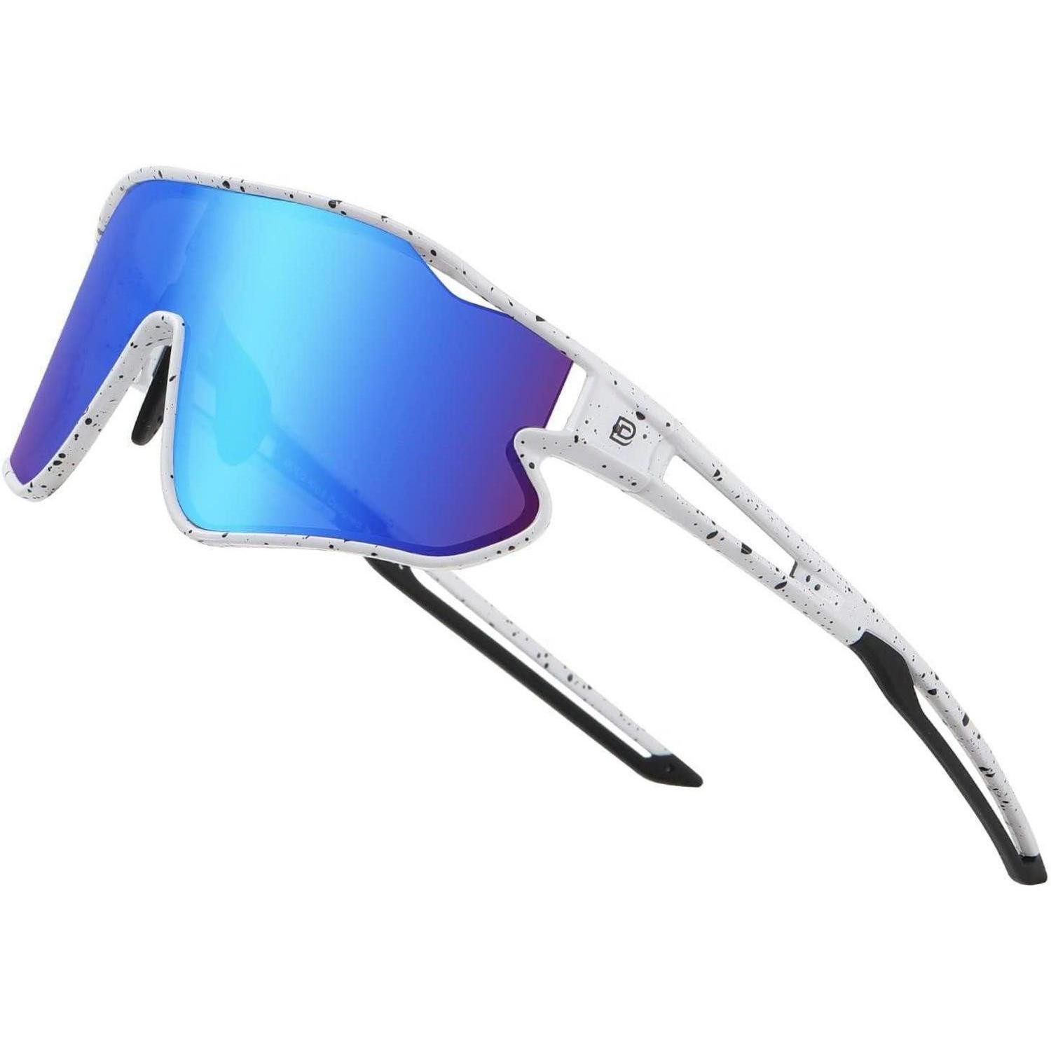 LuxusKollektion Sonnenbrille Sonnenbrille Kinder Weiß Schwarz Rahmen Schwarz Bügel Revo Blau Gläser