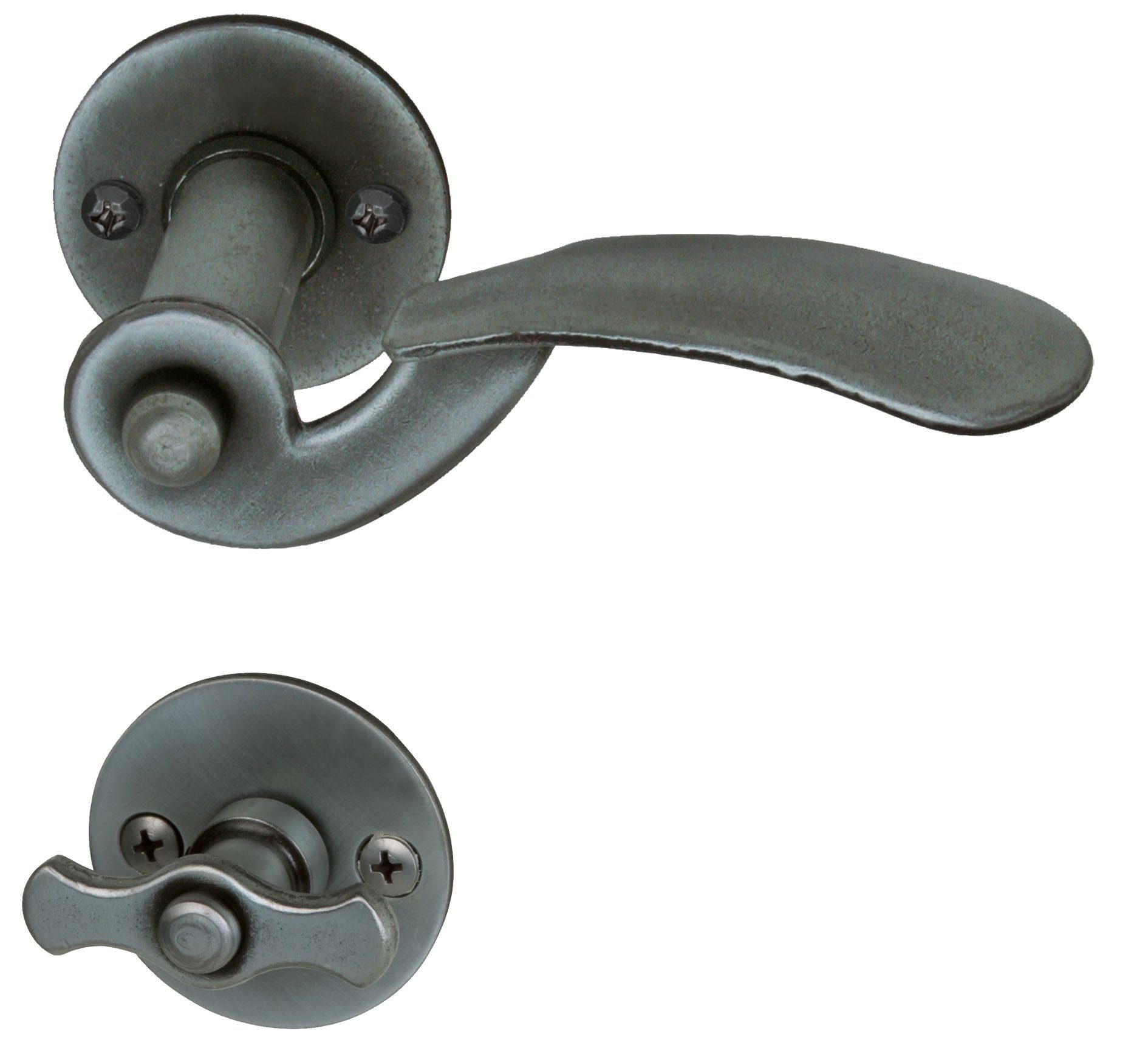 Alpertec Türbeschlag Rosettengarnitur Leoben für Bad- / WC-Tür, Türklinke (1 St), Schmiedeeisen geschwärzt