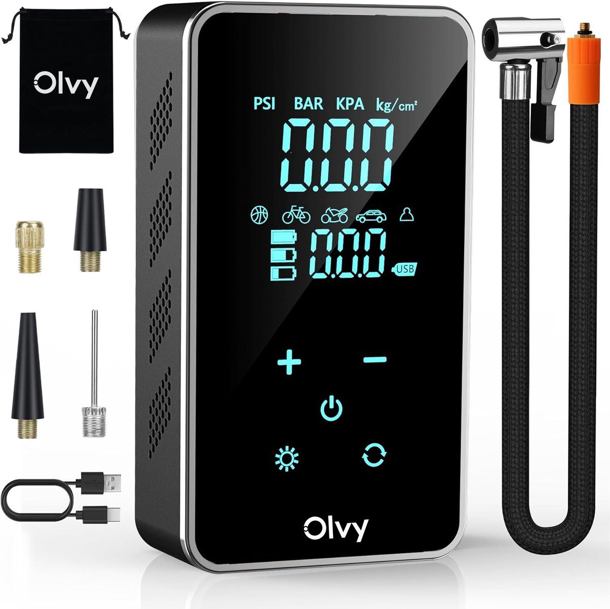 Olvy Kompressor Olvy Luftkompressor, Mini Reifenpumpe 7000mAh