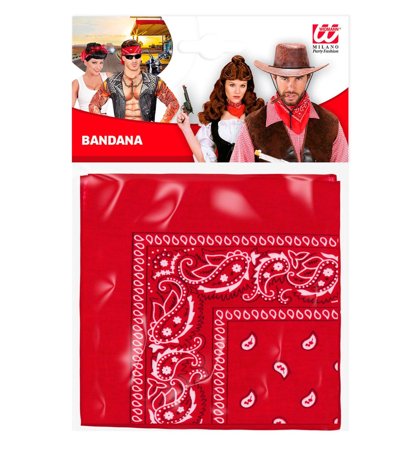 Widmann S.r.l. Cowboy-Kostüm Bandana Halstuch Cowboy Kostüm - 55x55cm, Rot