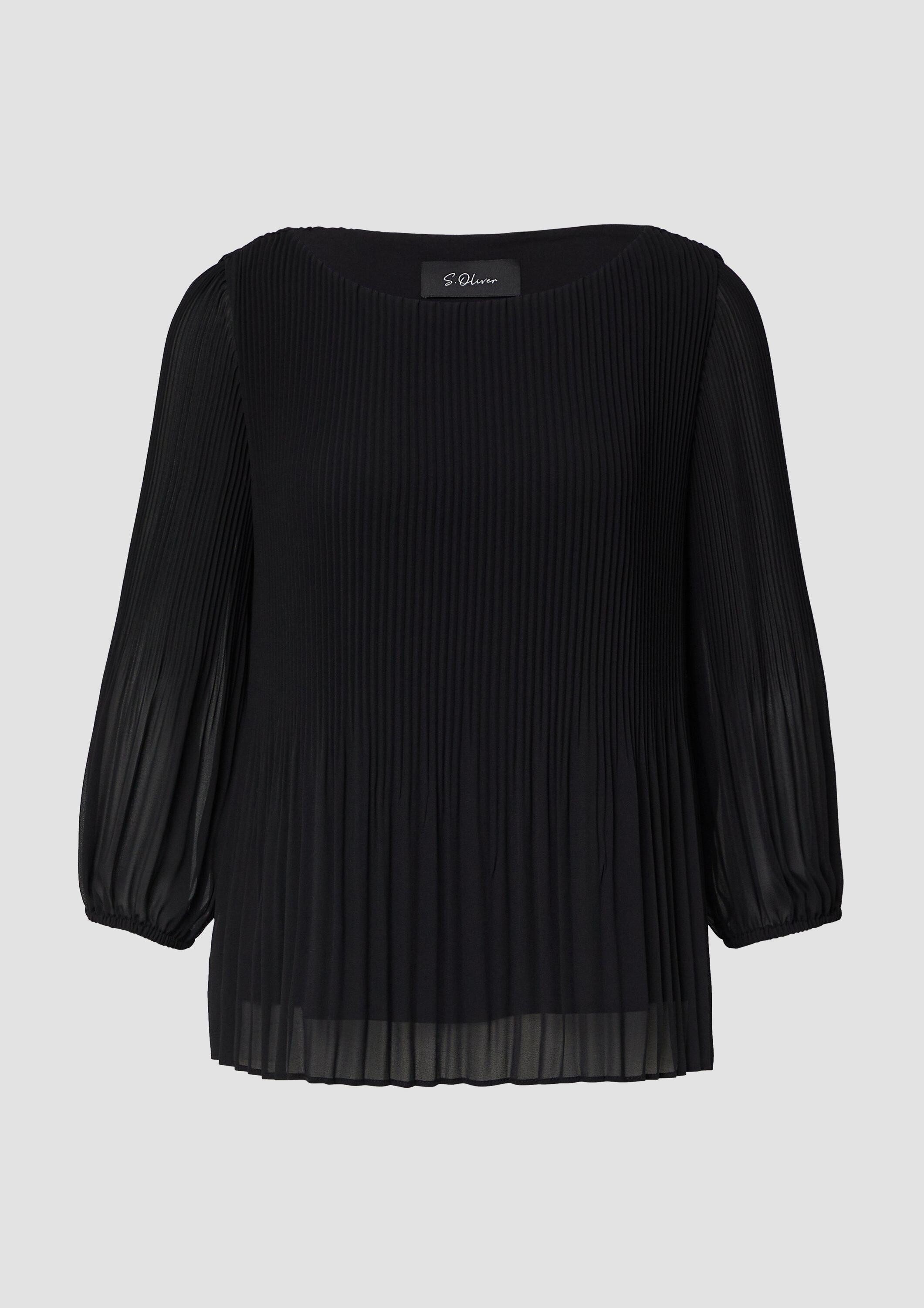 s.Oliver Kurzarmbluse Bluse Plisseebluse mit 3/4-Arm