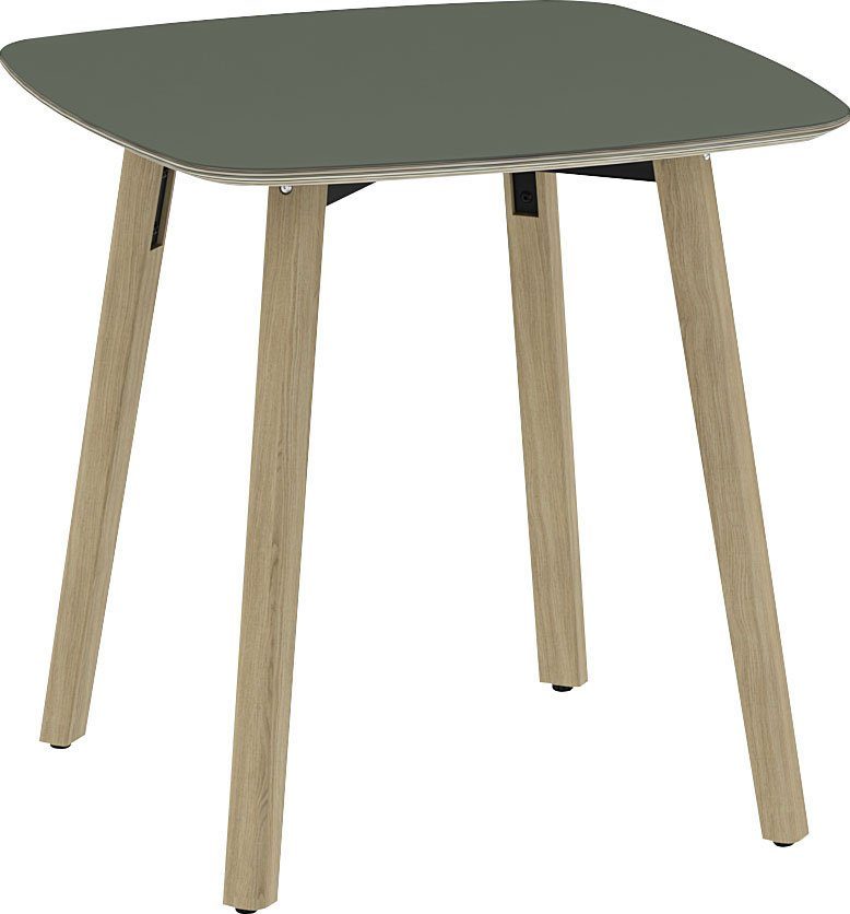 OTTO products Esstisch Tables, Füße aus Eiche massiv, mit schöner Linoleum Beschichtung olive/eiche natur