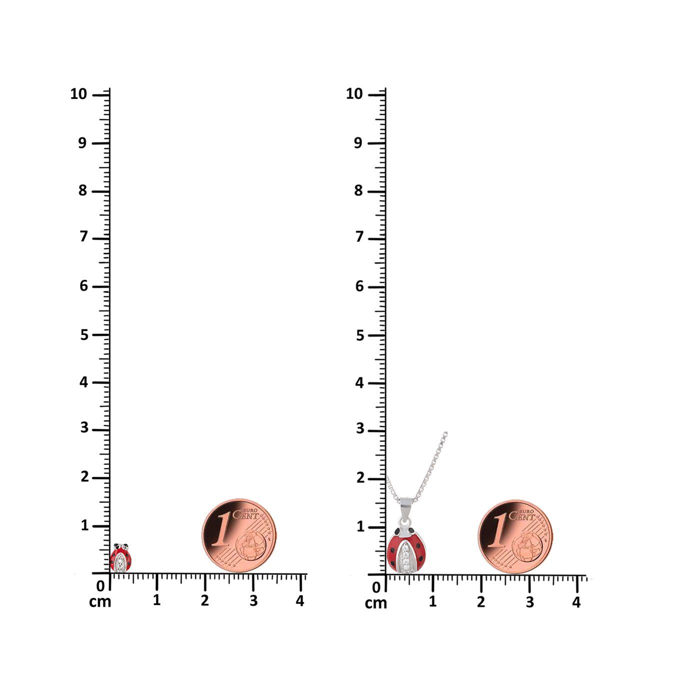 mit Schöner-SD Halskette Set), Kinder (Ohrringe Ohrringe für Schmuckset und 925 Silber und Halskette Marienkäfer Zirkonia Set