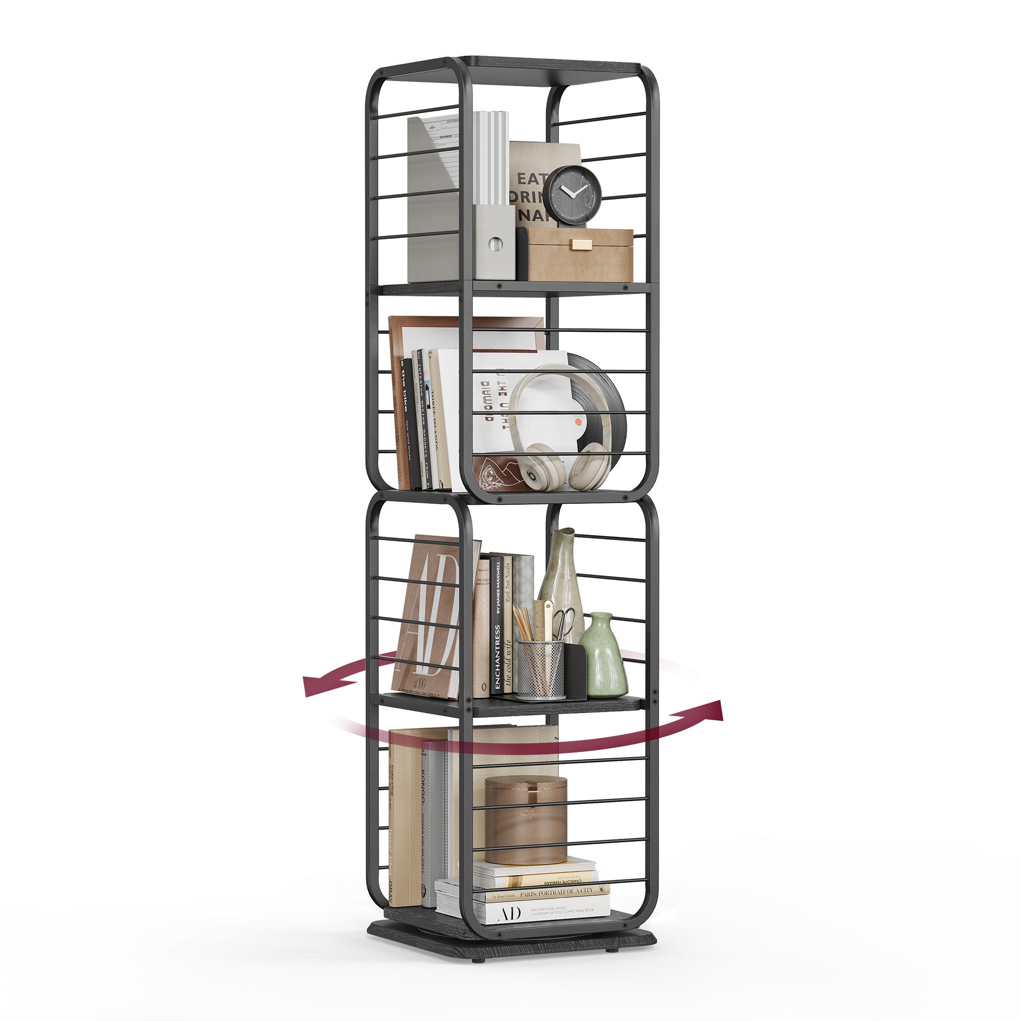 VASAGLE Bücherregal, 4 Ebenen, drehbares Regal günstig online kaufen