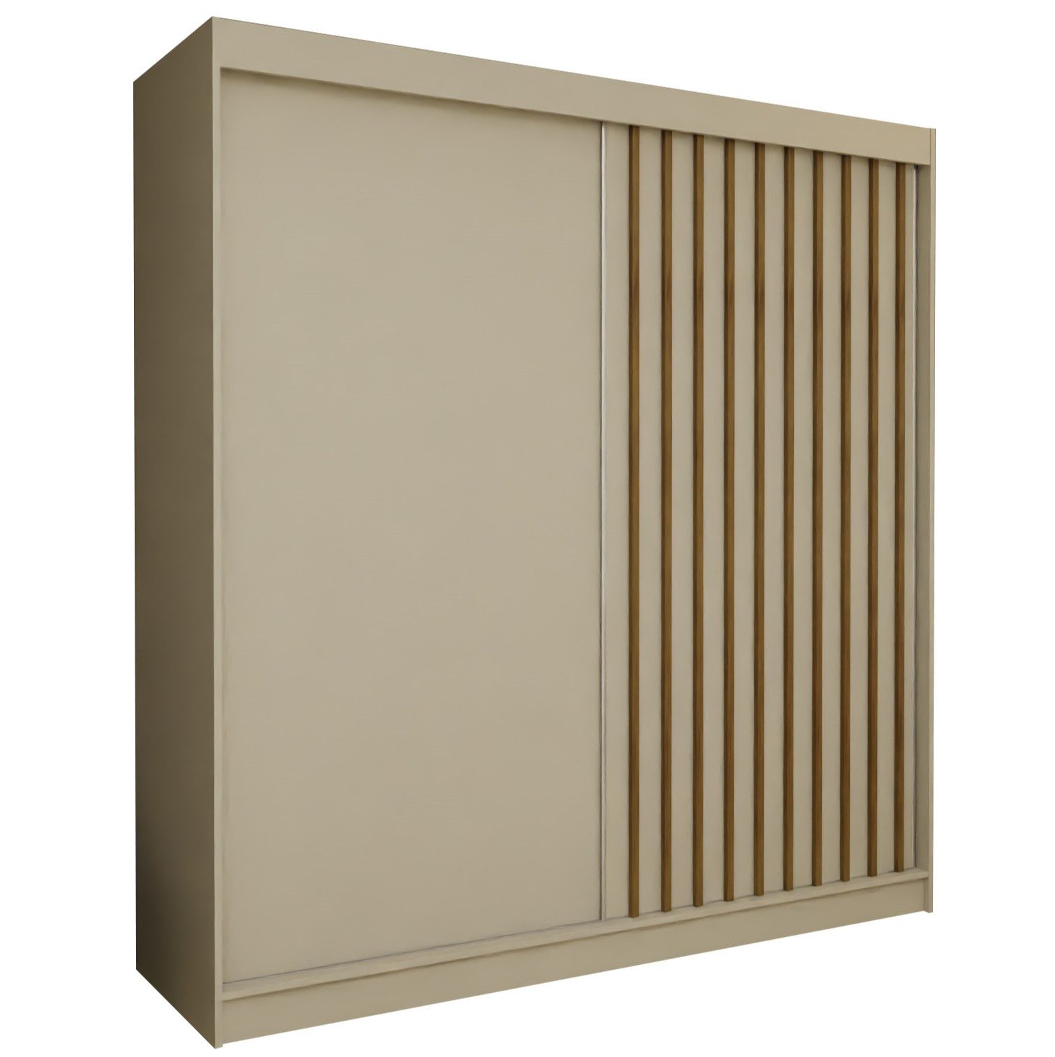 Masseno Schwebetürenschrank LAMELLO 200 cm Kleiderschrank 2 Türen Schlafzimmerschrank Kaschmir