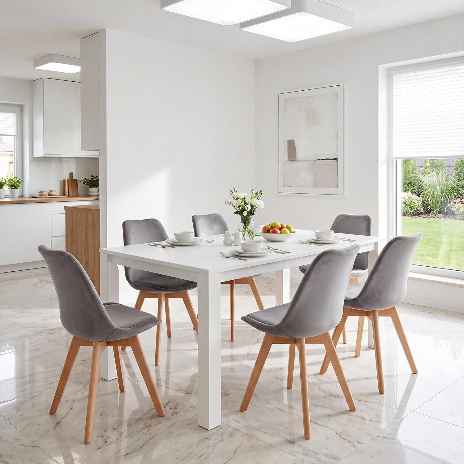 LuxusKollektion Esszimmerstuhl Samt Esszimmerstühle 4er Set Dunkelgrau – Bild 5 von 5
