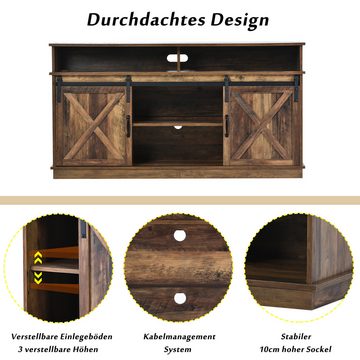 Gotagee TV-Schrank Schiebetüren TV-Schrank Sideboard Unterhaltungscenter Schließfach verstellbaren Regalen