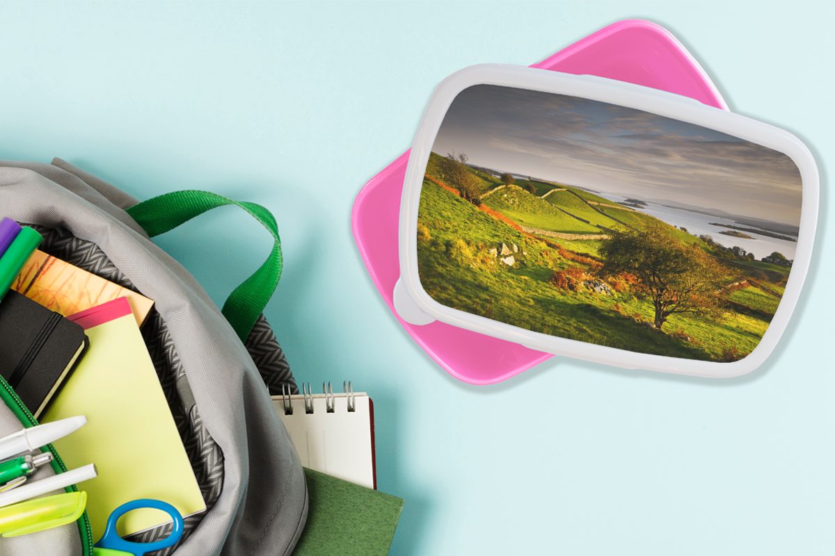Kinder, rosa Lunchbox Sonnenuntergang Kunststoff Snackbox, Erwachsene, MuchoWow Mädchen, Irland, in Brotbox für Kunststoff, (2-tlg), Brotdose