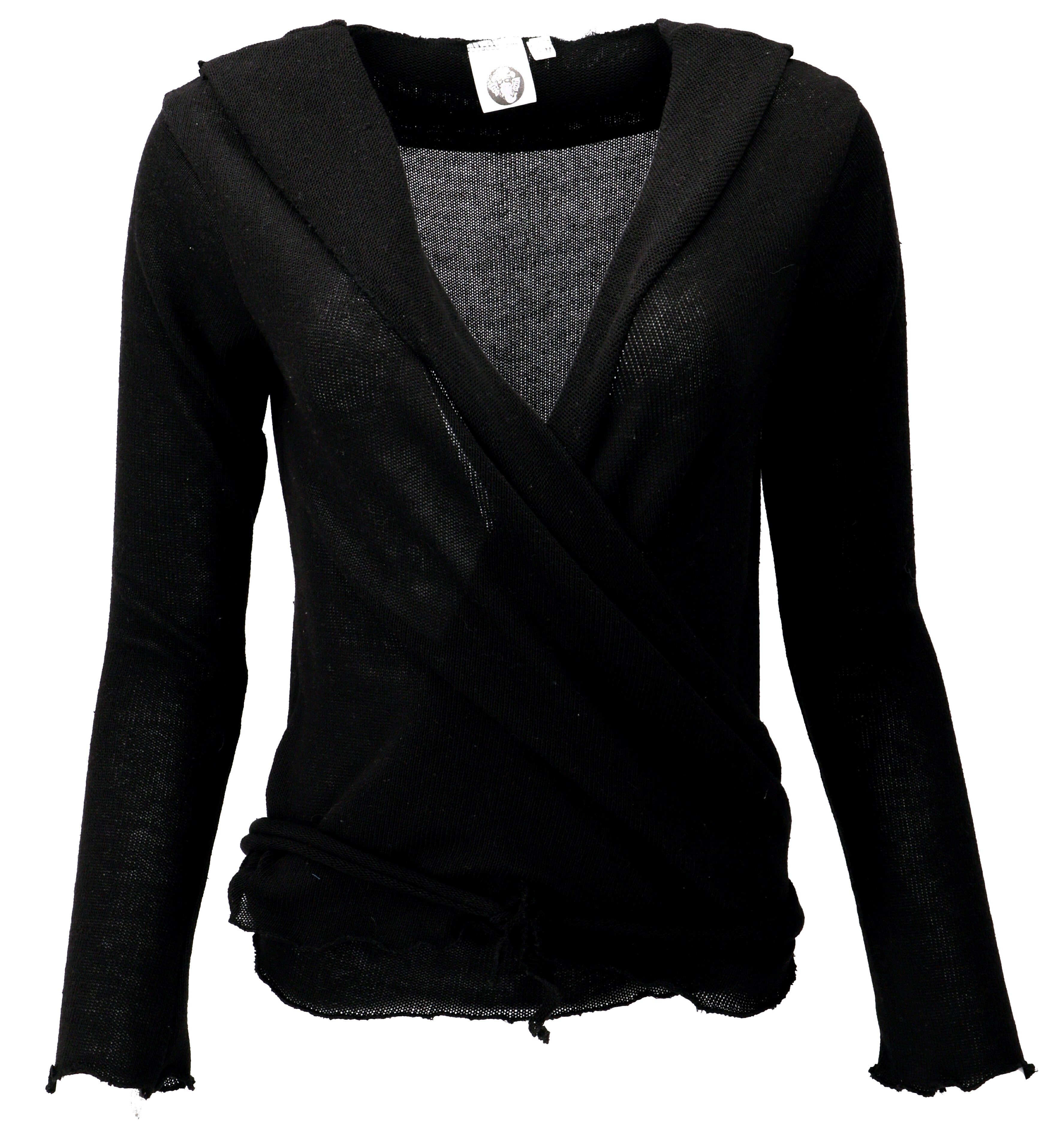 Guru-Shop Longsleeve Wickelshirt, Baumwollstrick Pullover,.. alternative Bekleidung