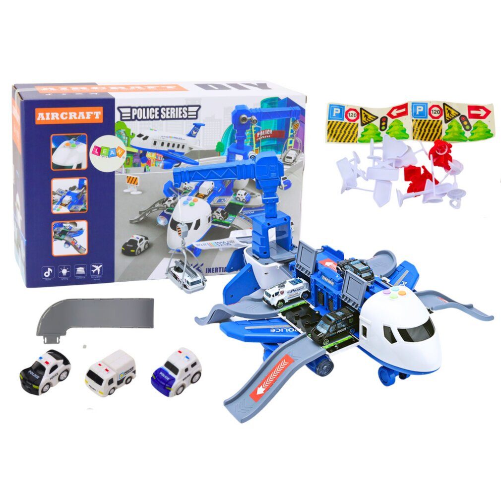 LEAN TOYS Spielzeug-Flugzeug Samolot Interaktywny Do Roz?o?enia Komisariat Policji 2w1 DIY
