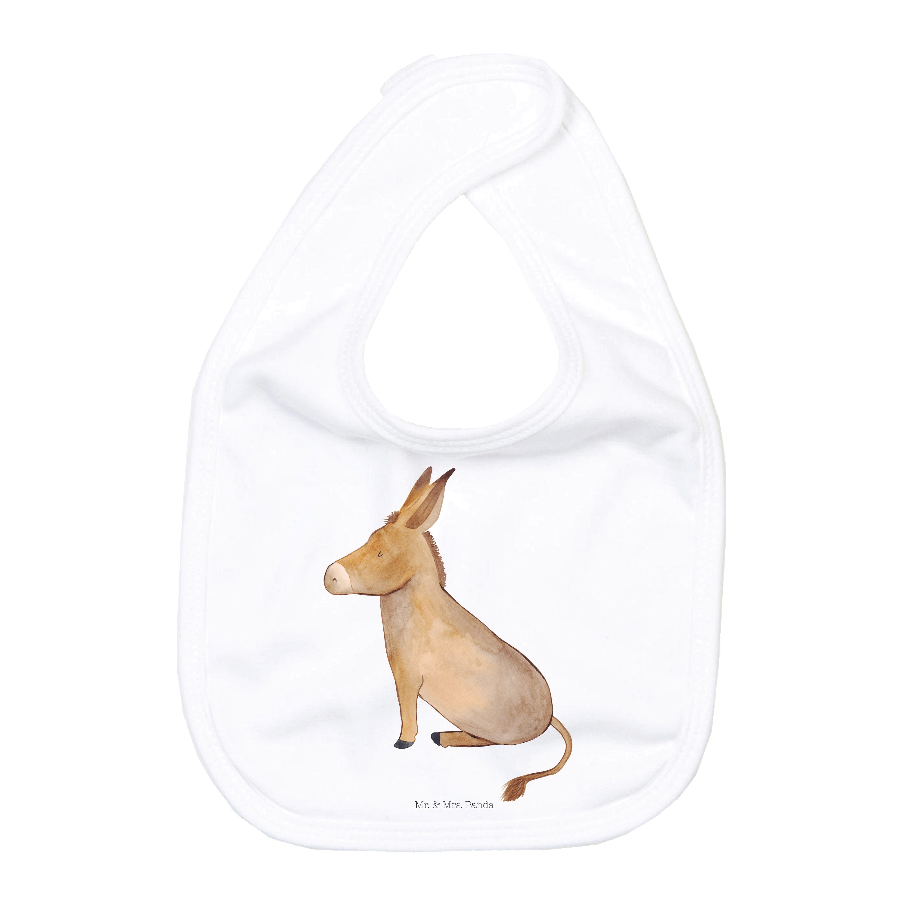 Mr. & Mrs. Panda Tragetuch Esel, Lätzchen, Weiß, Positive Gedanken, Lustige Sprüche, Schlabberla (Packung, 1-tlg)