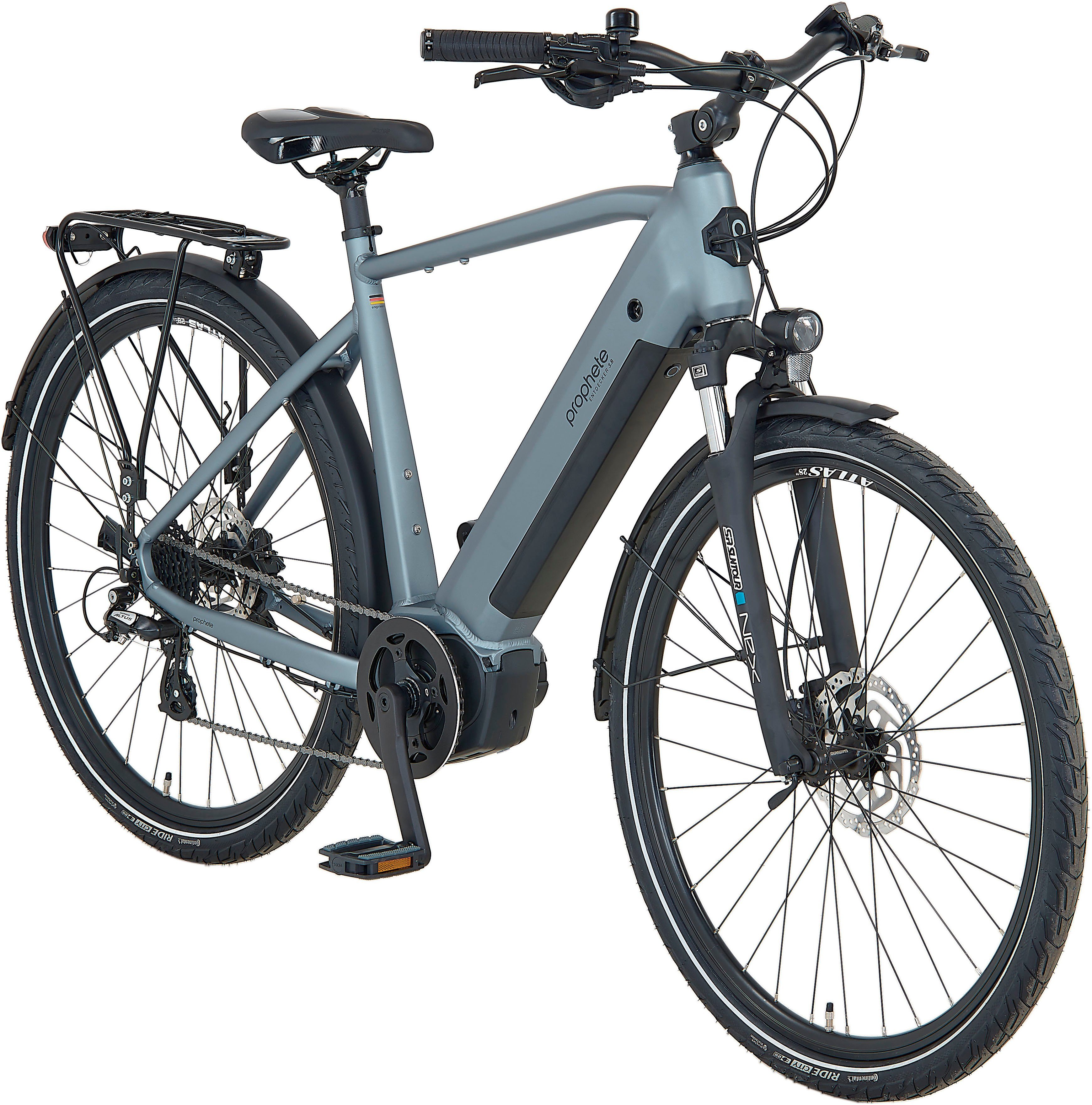Prophete E-Bike Trekkingrad Entdecker 3.8, 8 Gang Shimano Altus Schaltwerk, Kettenschaltung, Mittelmotor, 540 Wh, Pedelec, Elektrofahrrad für Herren