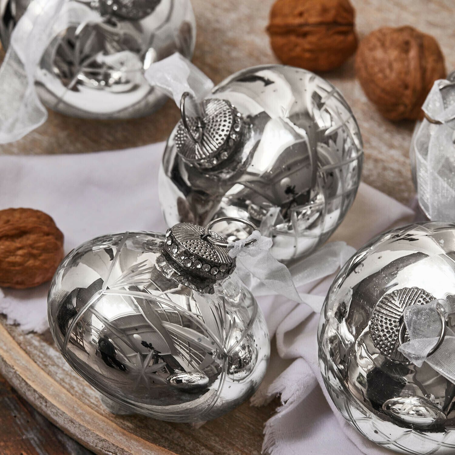 Mirabeau Christbaumschmuck Weihnachtsschmuck 6er Set Cheshire silber