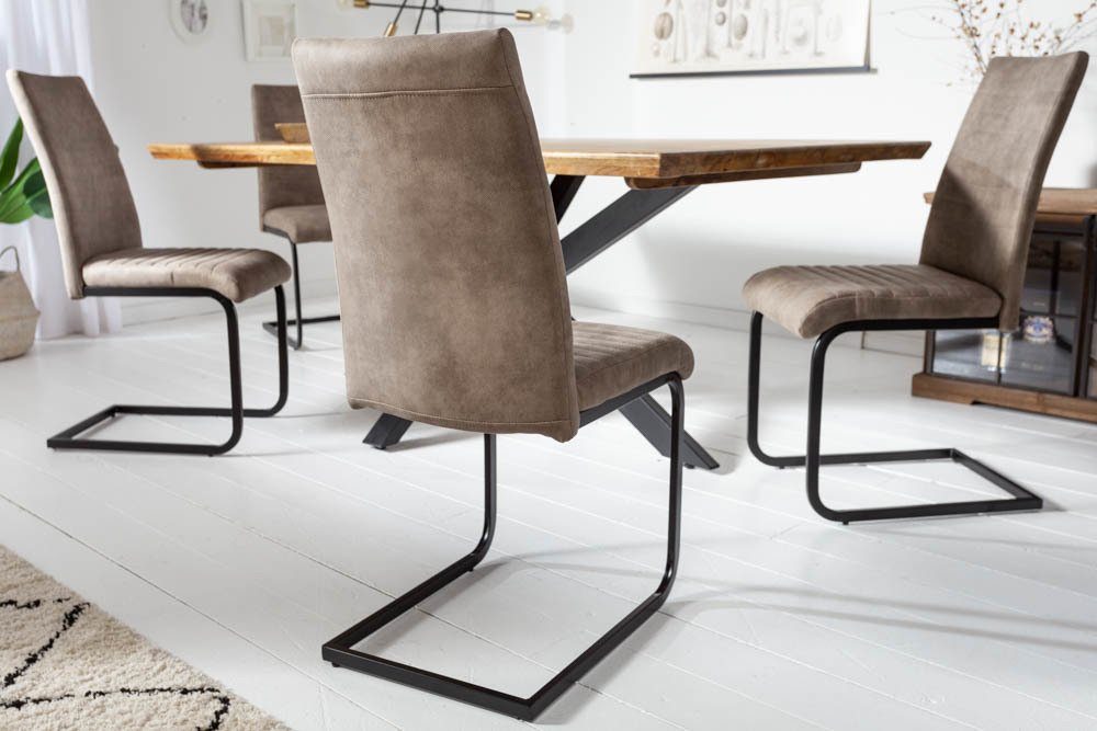 riess-ambiente Freischwinger APARTMENT taupe / schwarz (Einzelartikel, 1 St), Esszimmer · Microfaser · Metall · Industrial – Bild 4 von 5