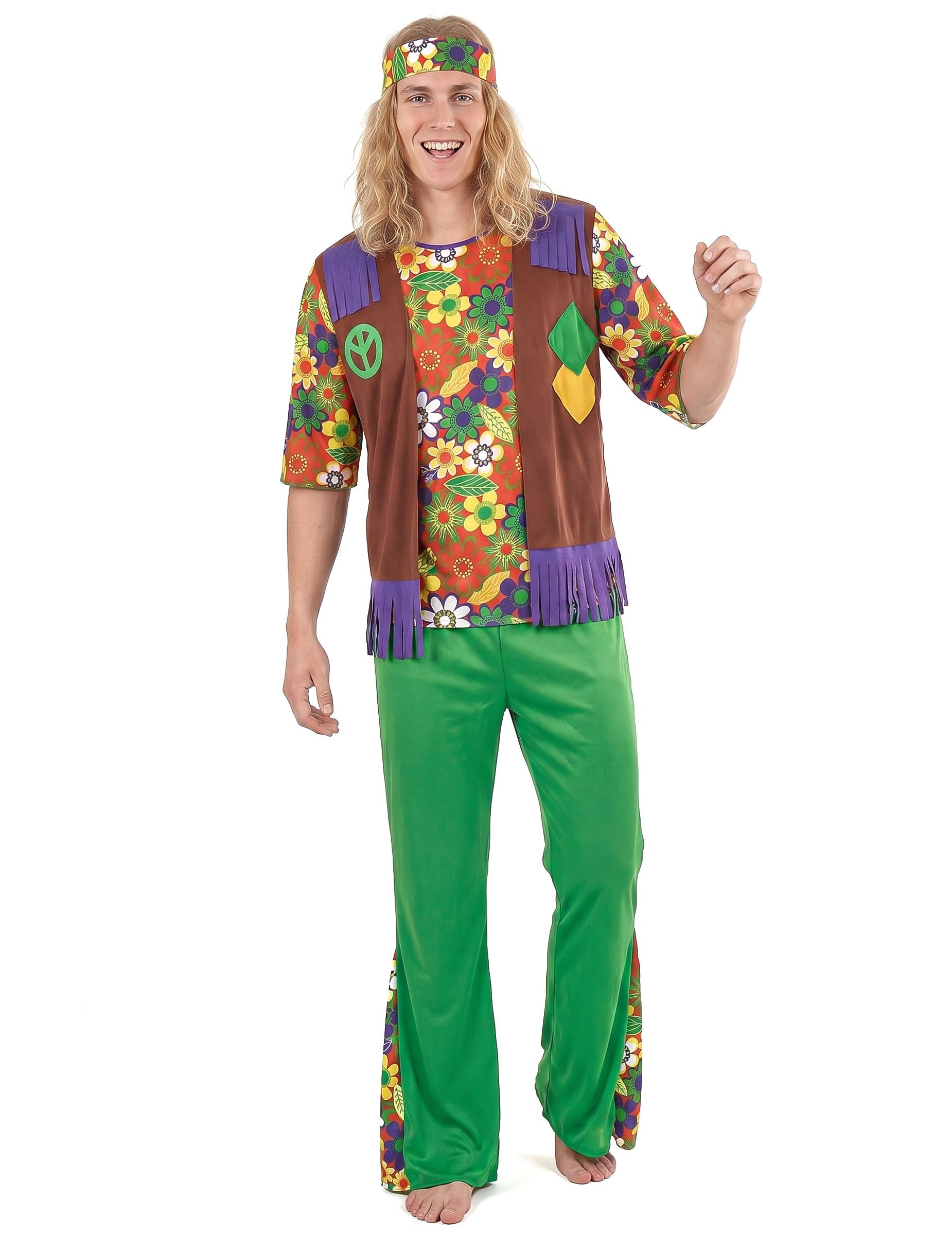 JADEO Kostüm Hippiekostüm für Herren in Grün