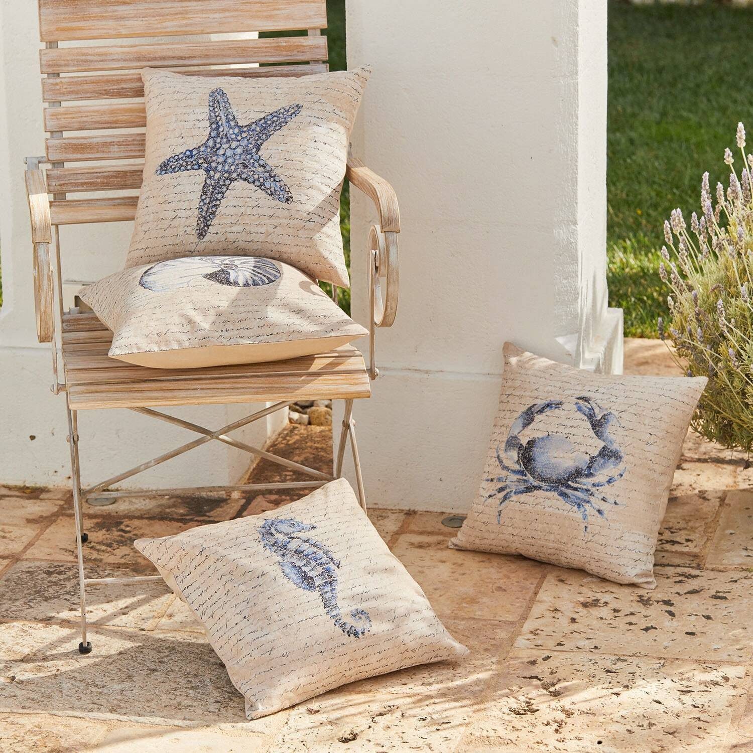 Mirabeau Kissenhülle Kissenhülle 4er Set Sealand beige/blau