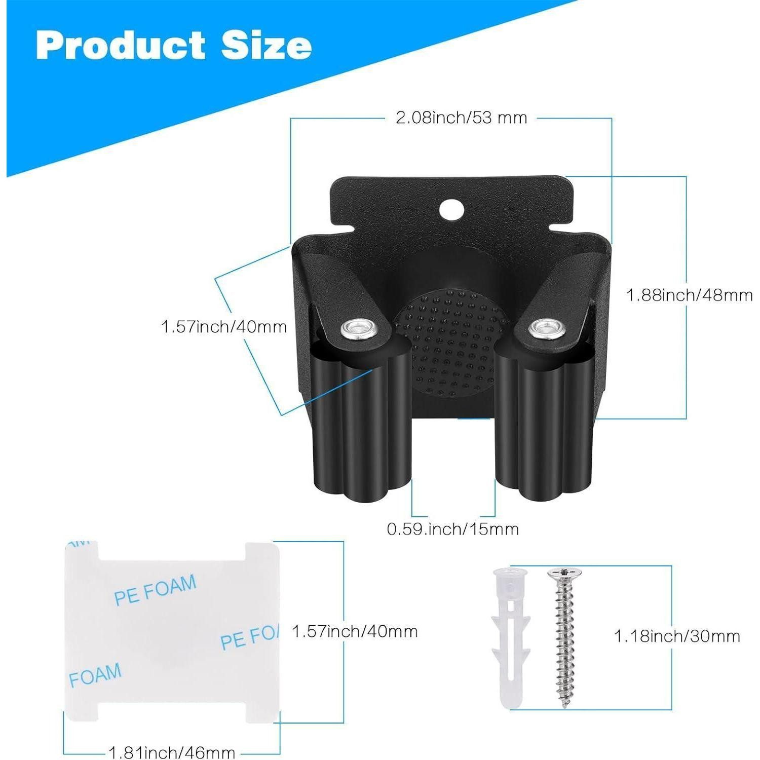 LuxusKollektion Multitool Gerätehalter Wand Edelstahl für Besen Wischmopp 10 Stück Schwarz