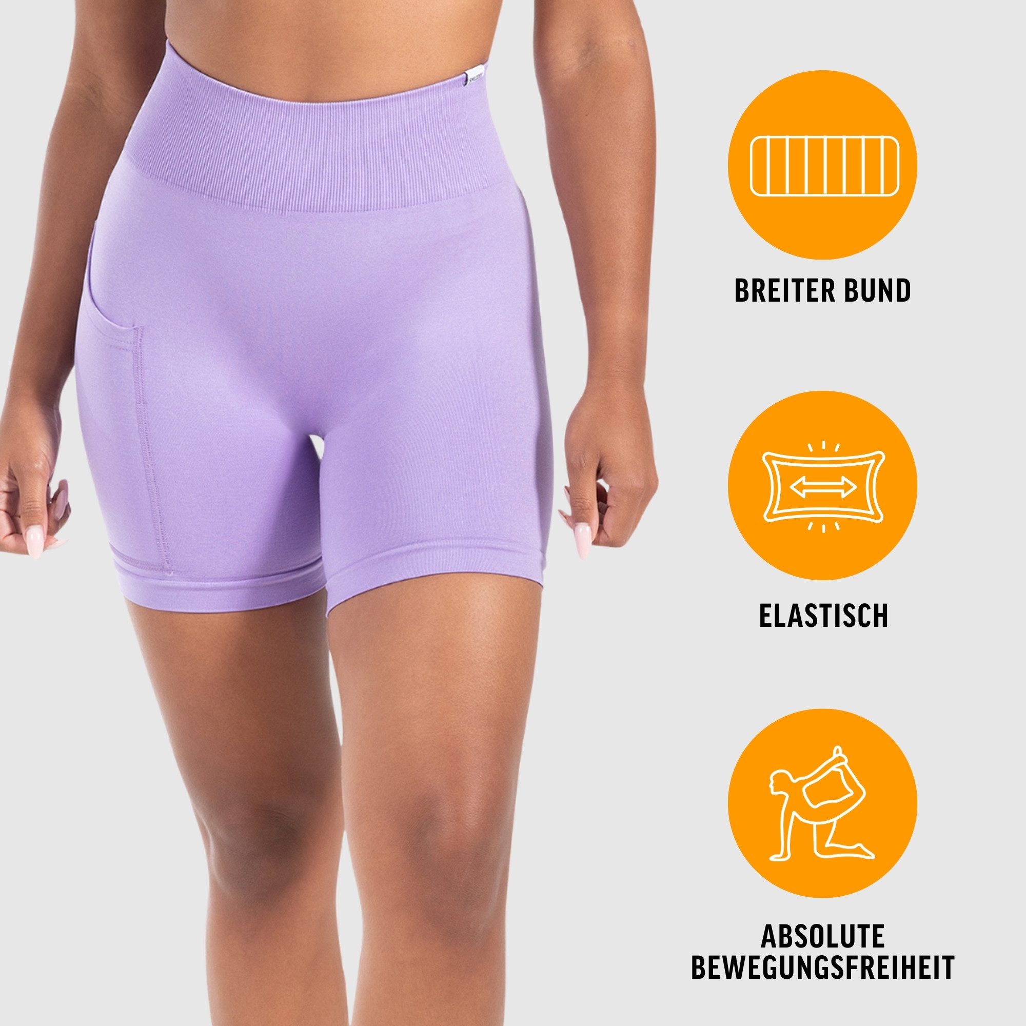 Smilodox Shorts Temmy, Kurze Sport Hose mit Pocket und Kontur, breiter Bund optimaler Halt, elastisch, figurbetonend, Gym Jogging Alltag