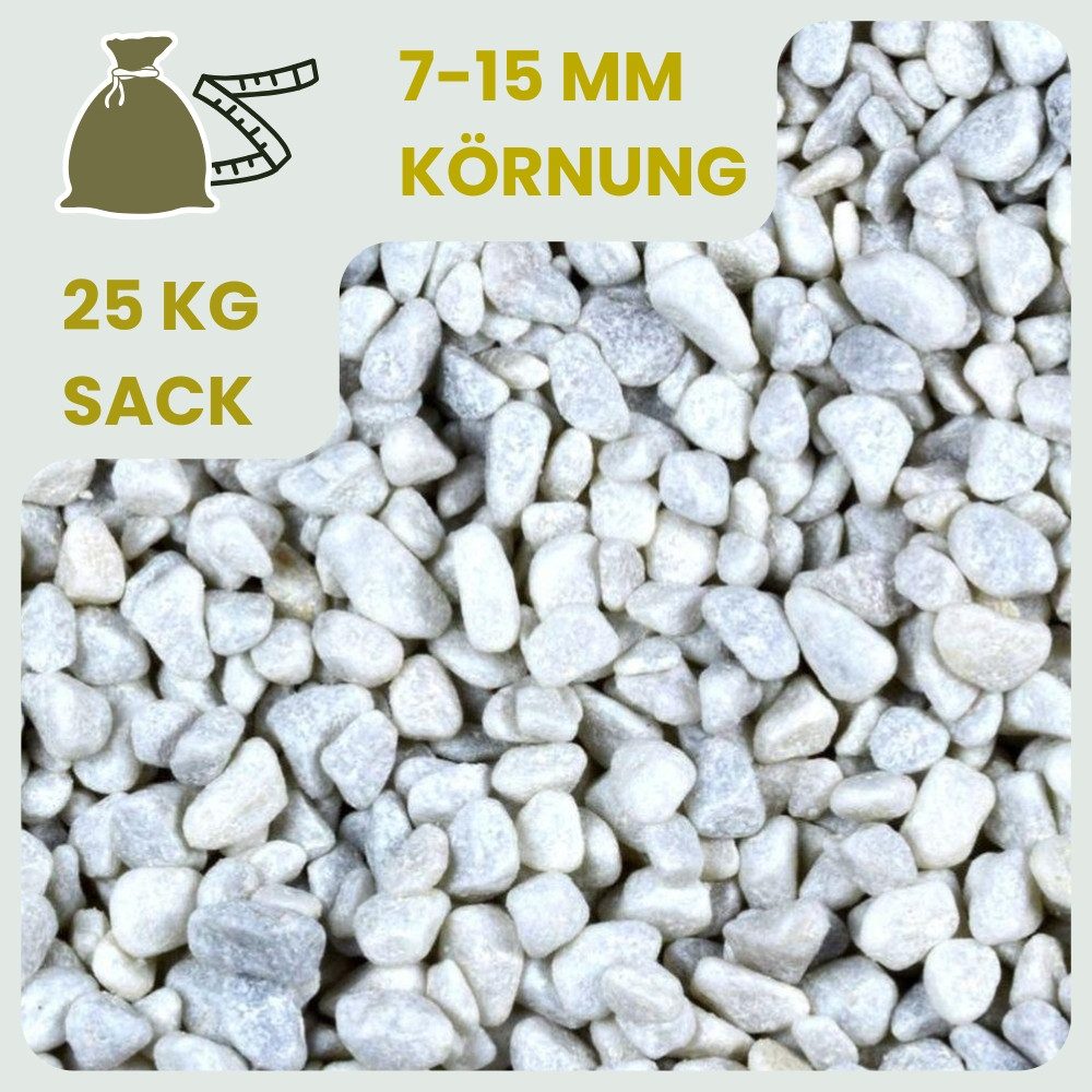 GarPet Kieselsteine Kieselsteine Garten Zierkies Weiß 25 kg Aquarium Kies Carrara Marmor