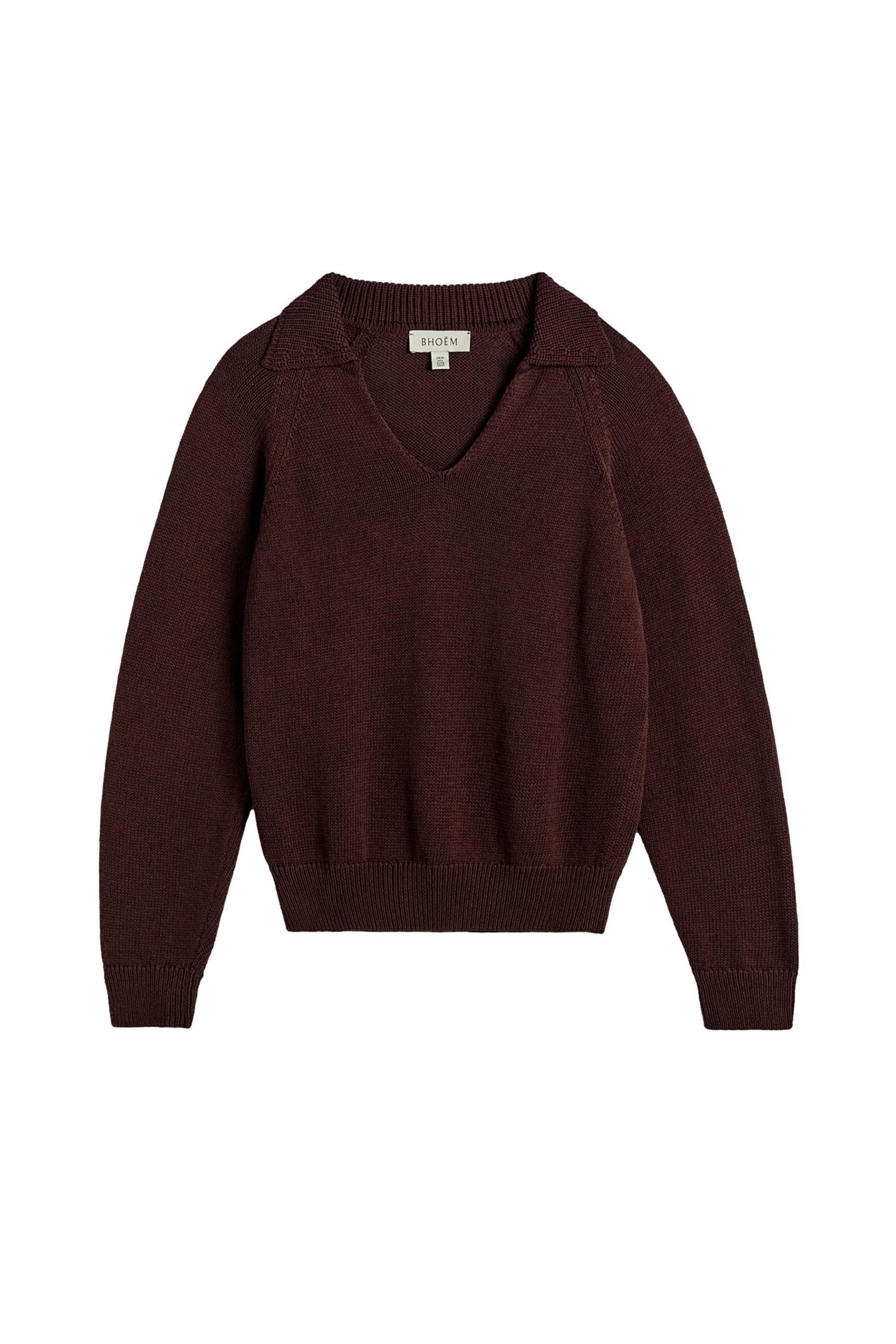 Bhoem Strickpullover BHOEM langärmeliges Strick-Polohemd (1-tlg)