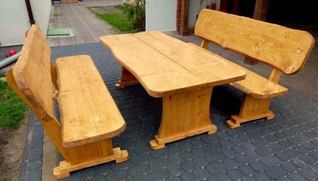 Unique Home Bänke,Imprägnierung Tisch+2 Farbe PA09-Palisander Gartenmöbel,Holzsitzgruppe, Garten-Essgruppe wählbar