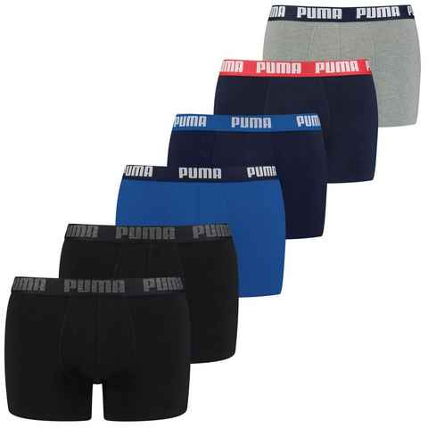 PUMA BODYWEAR Boxershorts Everyday Comfort Cotton Stretch (6-St., Mehrpack) ohne Eingriff, Logo-Bund im 6er Pack