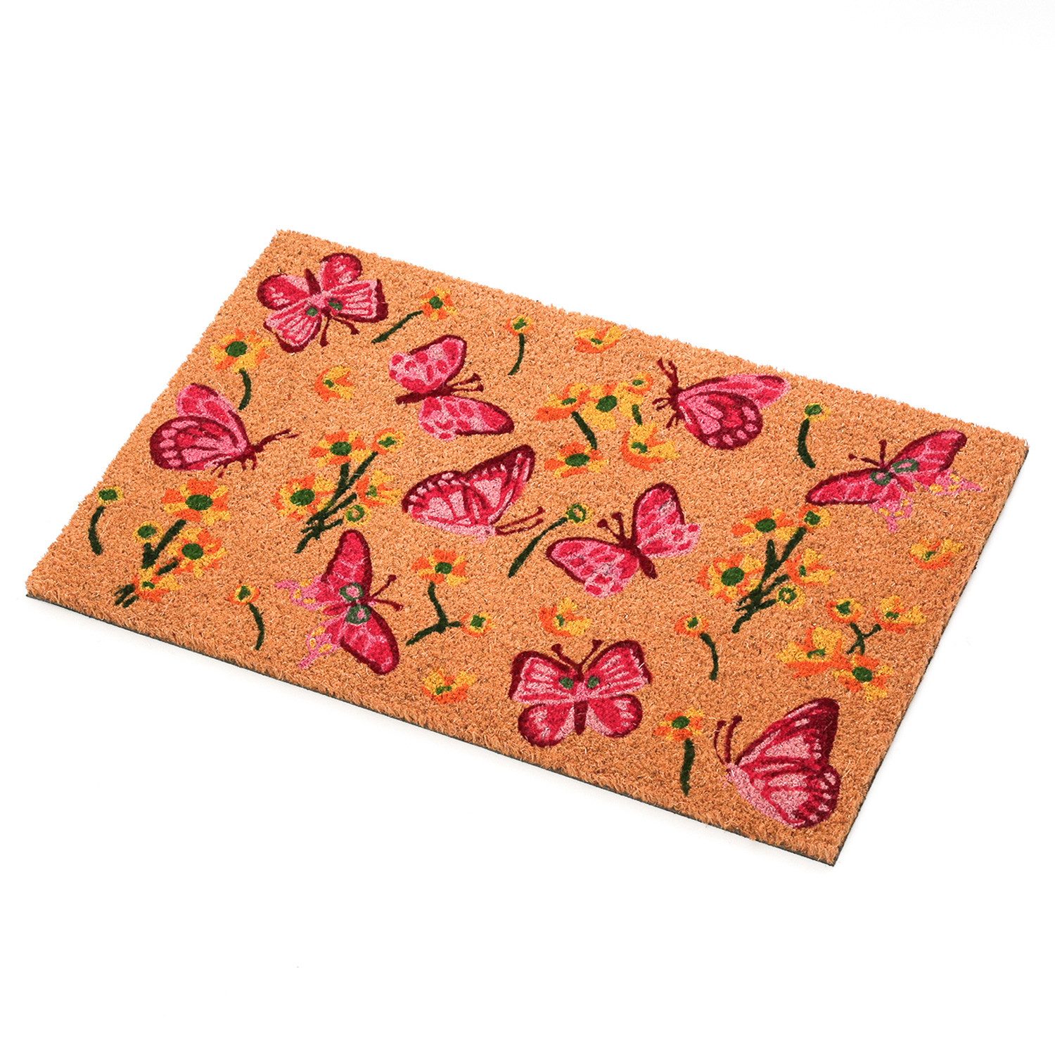 MARELIDA Fußmatte Schmetterlinge Schmutzfangmatte Kokosfaser Türmatte Kokosmatte outdoor, Höhe: 1.5 mm