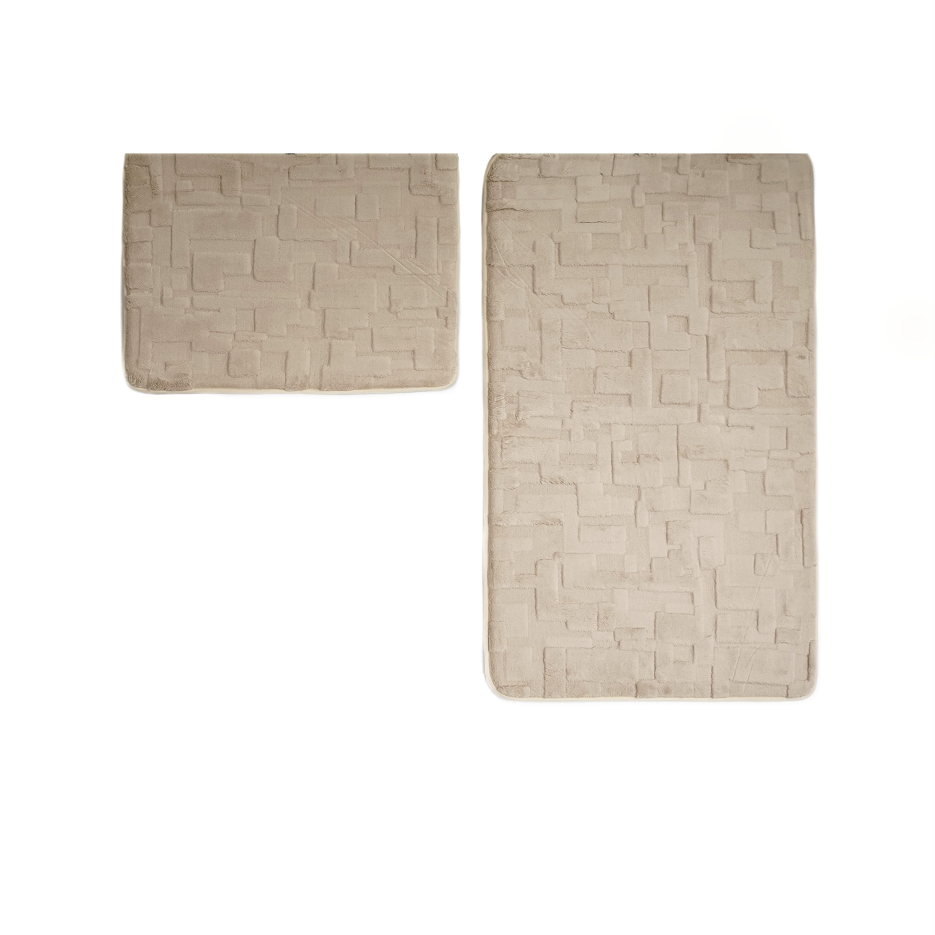 Almina Badematte Elegance Badematten-Set mit modernem Strukturmuster - 2-tlg WC-Set, rutschhemmend beschichtet, 100% Polyester, Rechteckig, Badteppich: 100 x 60 cm, WC-Vorleger: 60 x 50 cm
